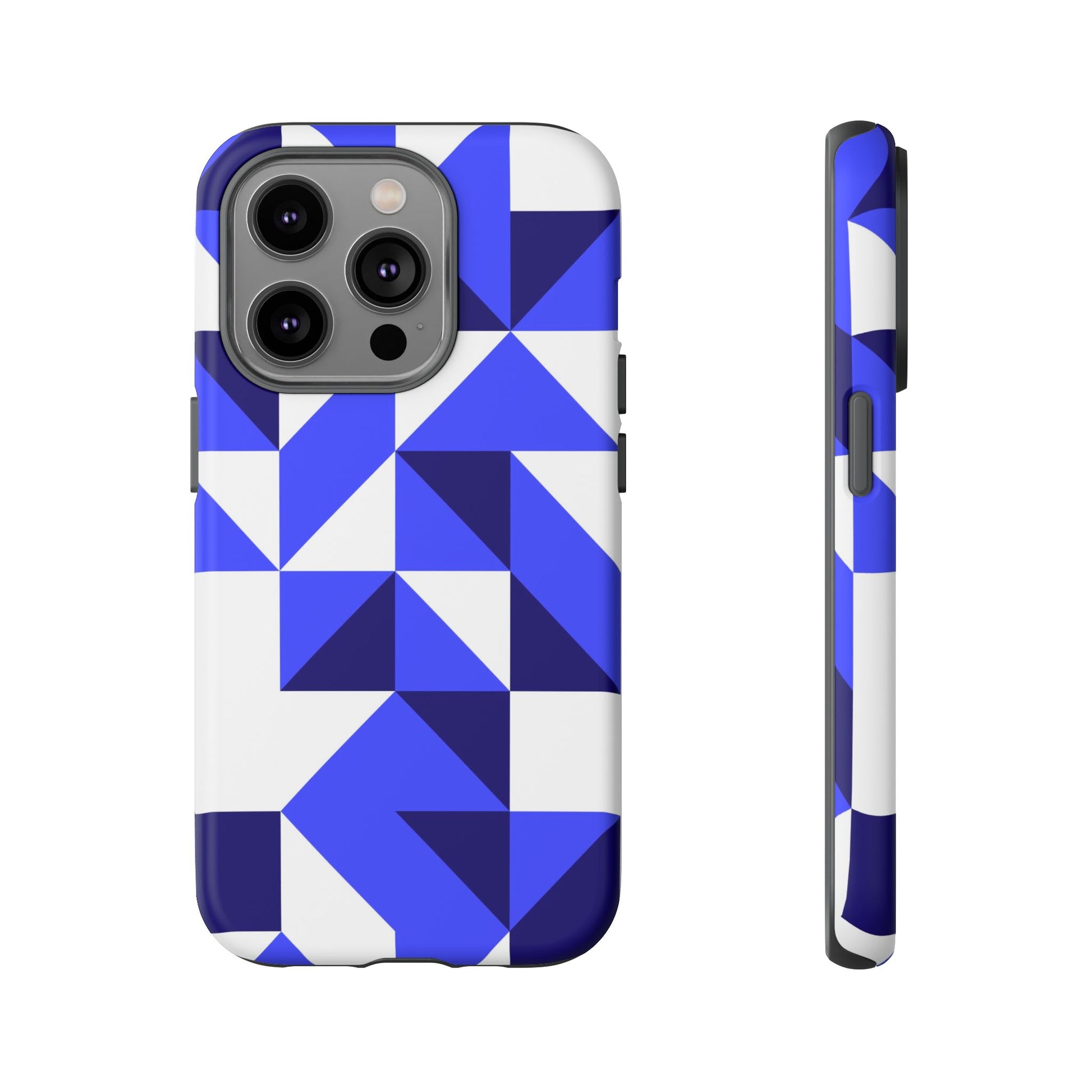 Blue Geometric Phone Case, Tough Cases, Stylish Phone Cover, Great for Gifts, Trendy Accessory, Abstract Pattern Design - FORMO
