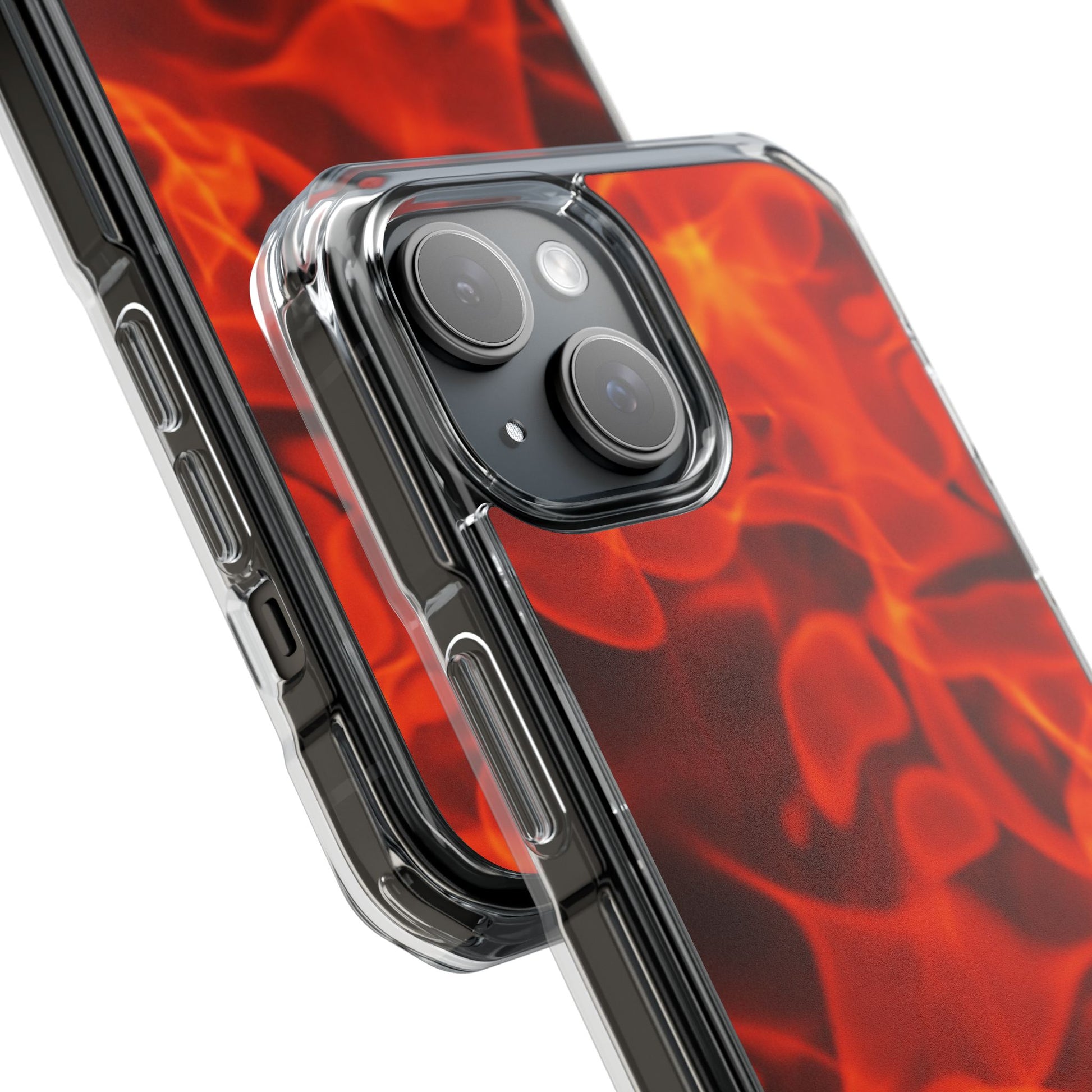 Magnetic Clear Phone Cases with Fiery Design, Protective Case for iPhone, Customizable Tech Accessory, Unique Gift Idea, Holiday Gift - FORMO