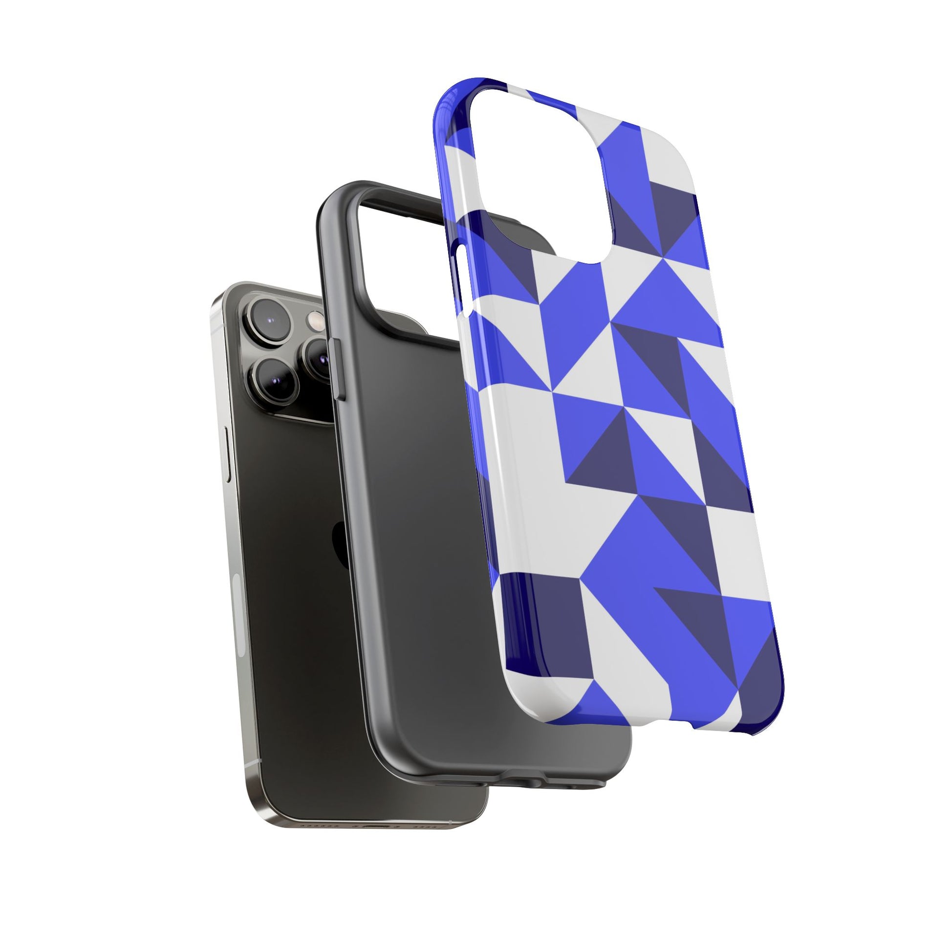 Blue Geometric Phone Case, Tough Cases, Stylish Phone Cover, Great for Gifts, Trendy Accessory, Abstract Pattern Design - FORMO