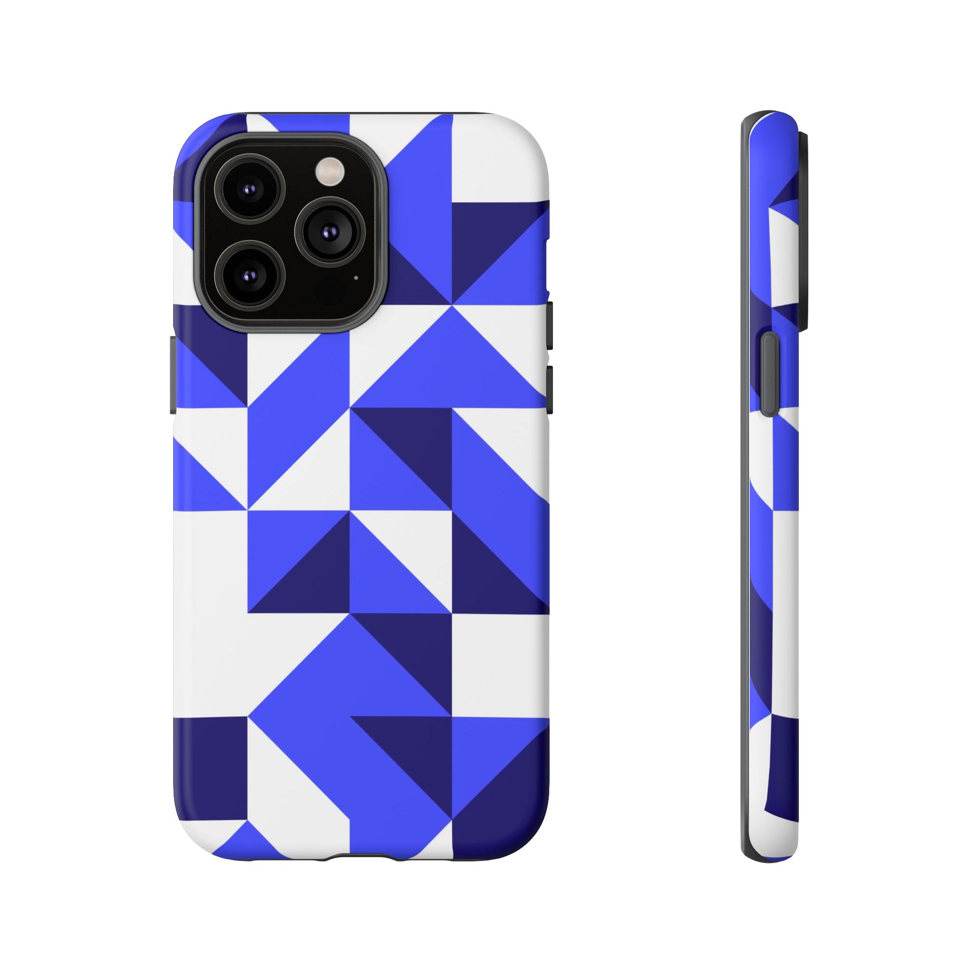 Blue Geometric Phone Case, Tough Cases, Stylish Phone Cover, Great for Gifts, Trendy Accessory, Abstract Pattern Design - FORMO
