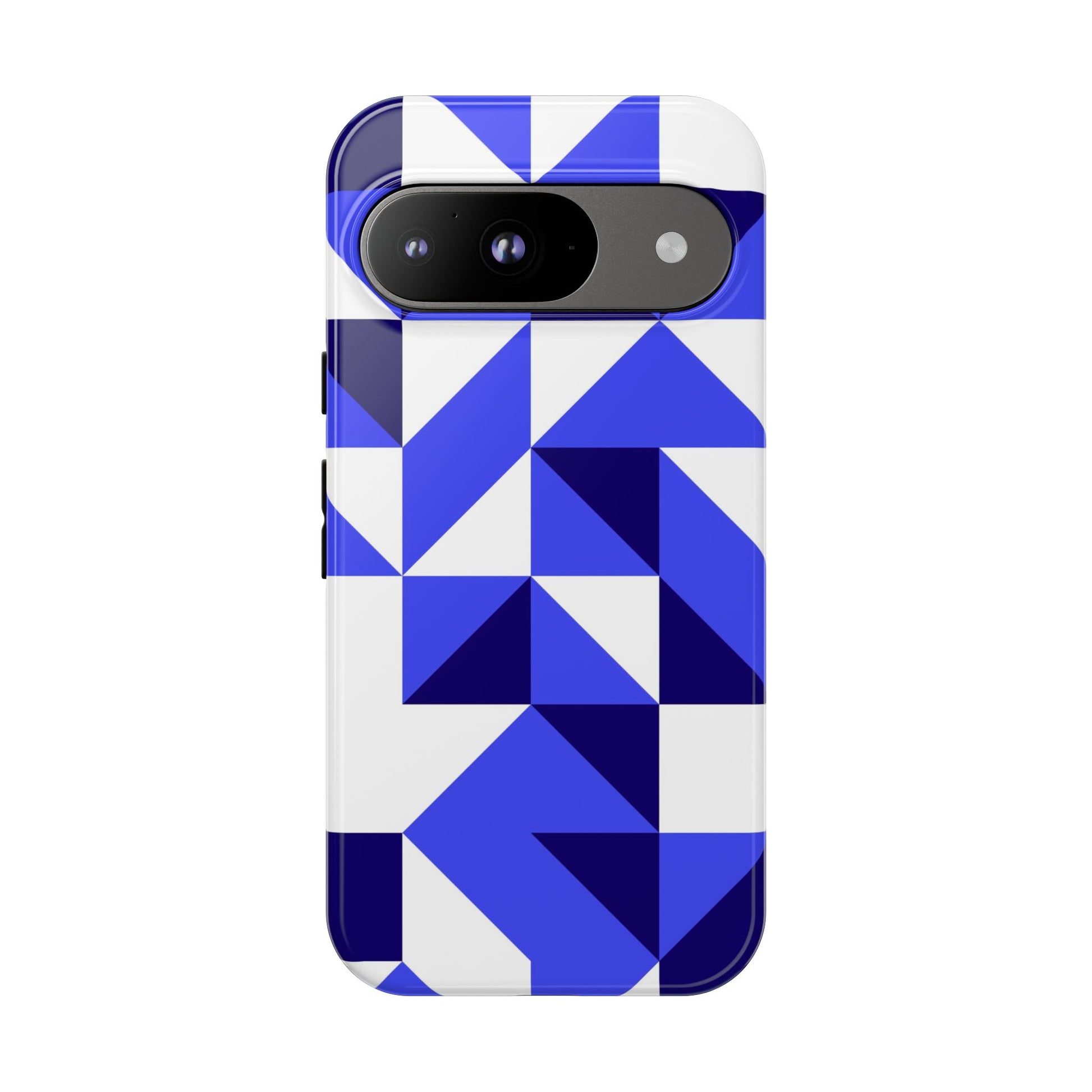 Blue Geometric Phone Case, Tough Cases, Stylish Phone Cover, Great for Gifts, Trendy Accessory, Abstract Pattern Design - FORMO
