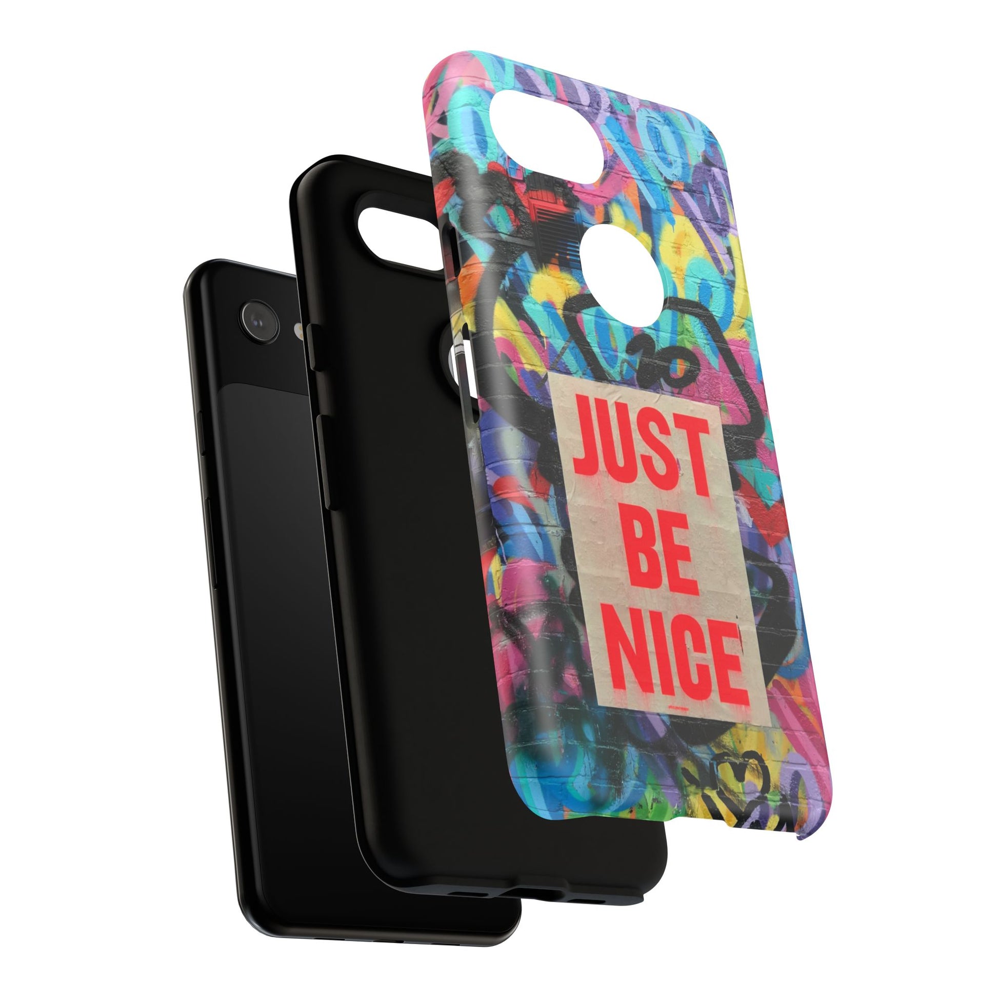 Colorful Phone Case - Just Be Nice Design, Motivational Gift, Phone Accessories, Unique Custom Case, Positive Vibe Tech Gear - FORMO