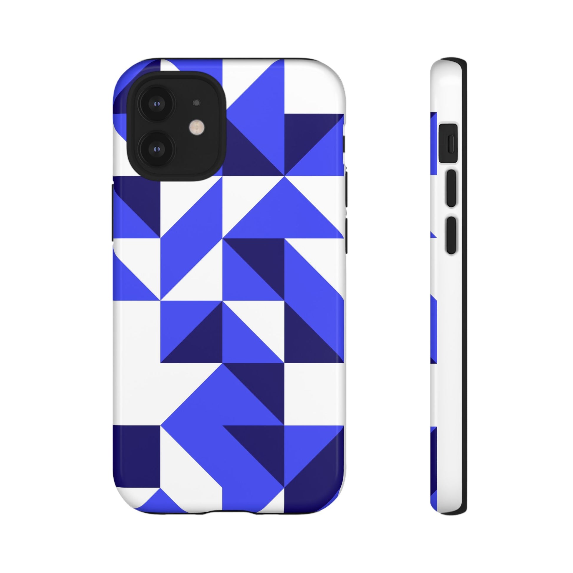 Blue Geometric Phone Case, Tough Cases, Stylish Phone Cover, Great for Gifts, Trendy Accessory, Abstract Pattern Design - FORMO