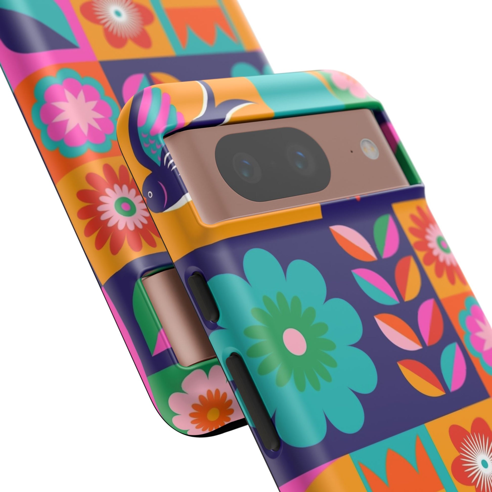 Colorful Floral Phone Case, Tough Cases for Protection, Vibrant Design Cover for Gift, Stylish Cell Phone Accessory, Fun Floral Designs - FORMO