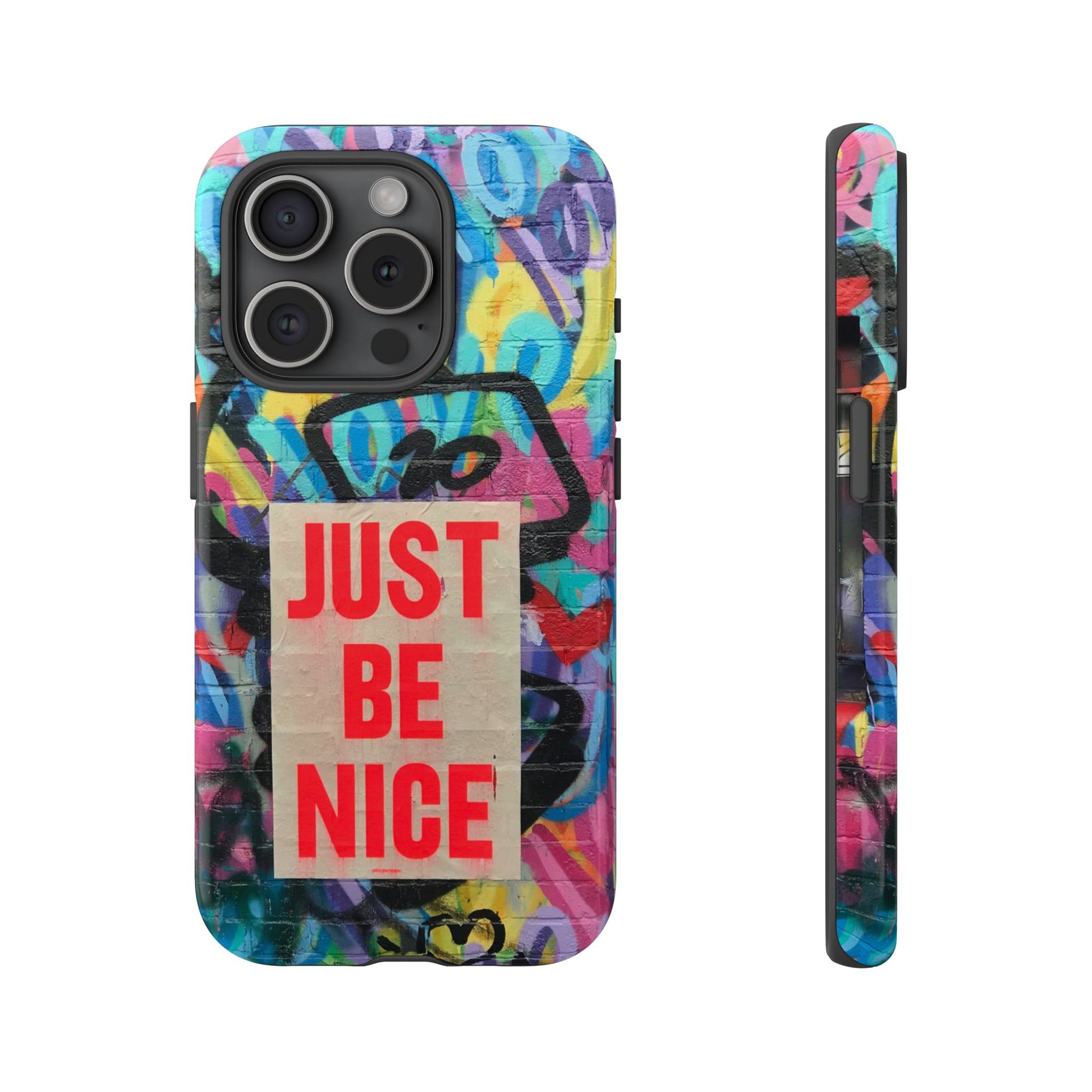 Colorful Phone Case - Just Be Nice Design, Motivational Gift, Phone Accessories, Unique Custom Case, Positive Vibe Tech Gear - FORMO