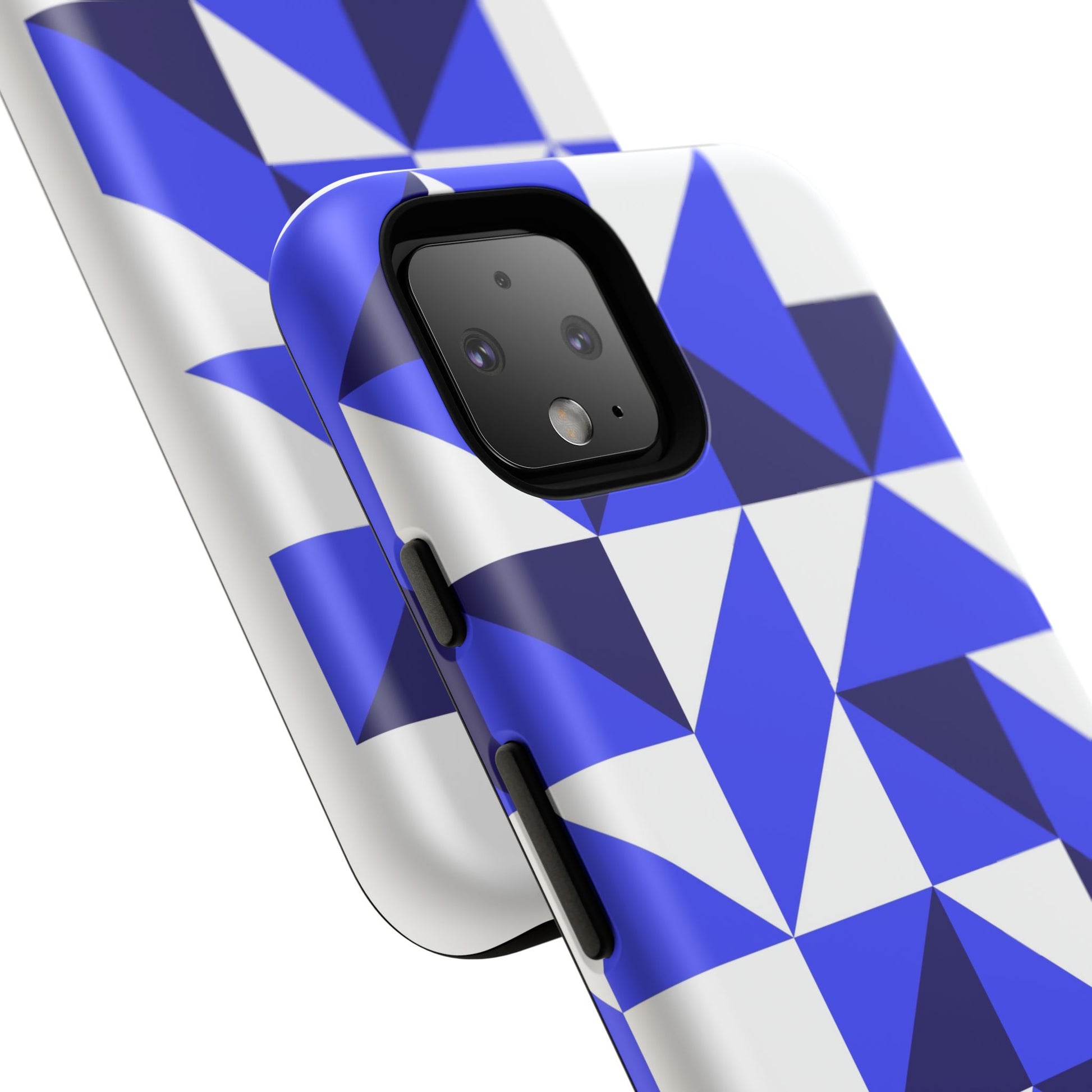 Blue Geometric Phone Case, Tough Cases, Stylish Phone Cover, Great for Gifts, Trendy Accessory, Abstract Pattern Design - FORMO
