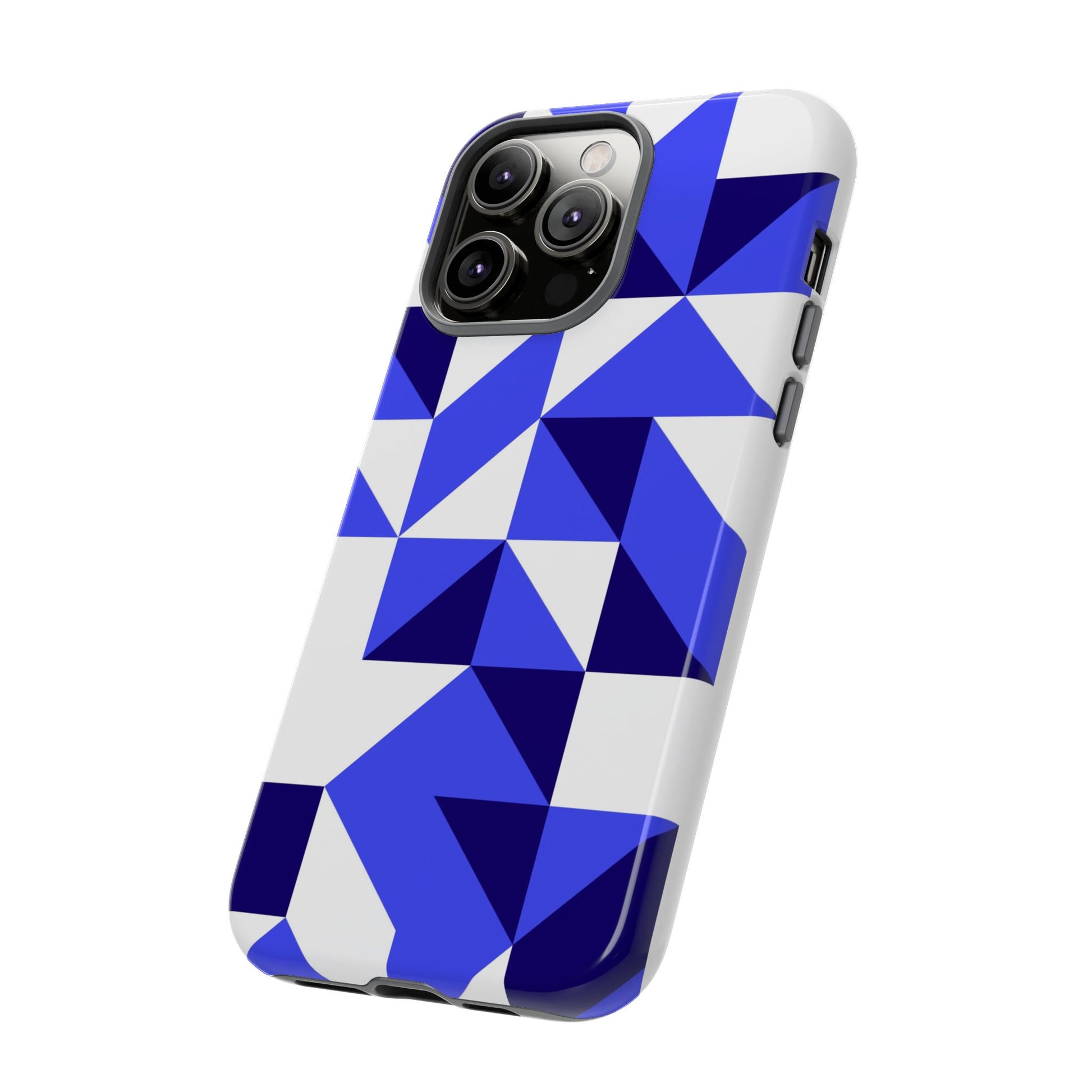 Blue Geometric Phone Case, Tough Cases, Stylish Phone Cover, Great for Gifts, Trendy Accessory, Abstract Pattern Design - FORMO