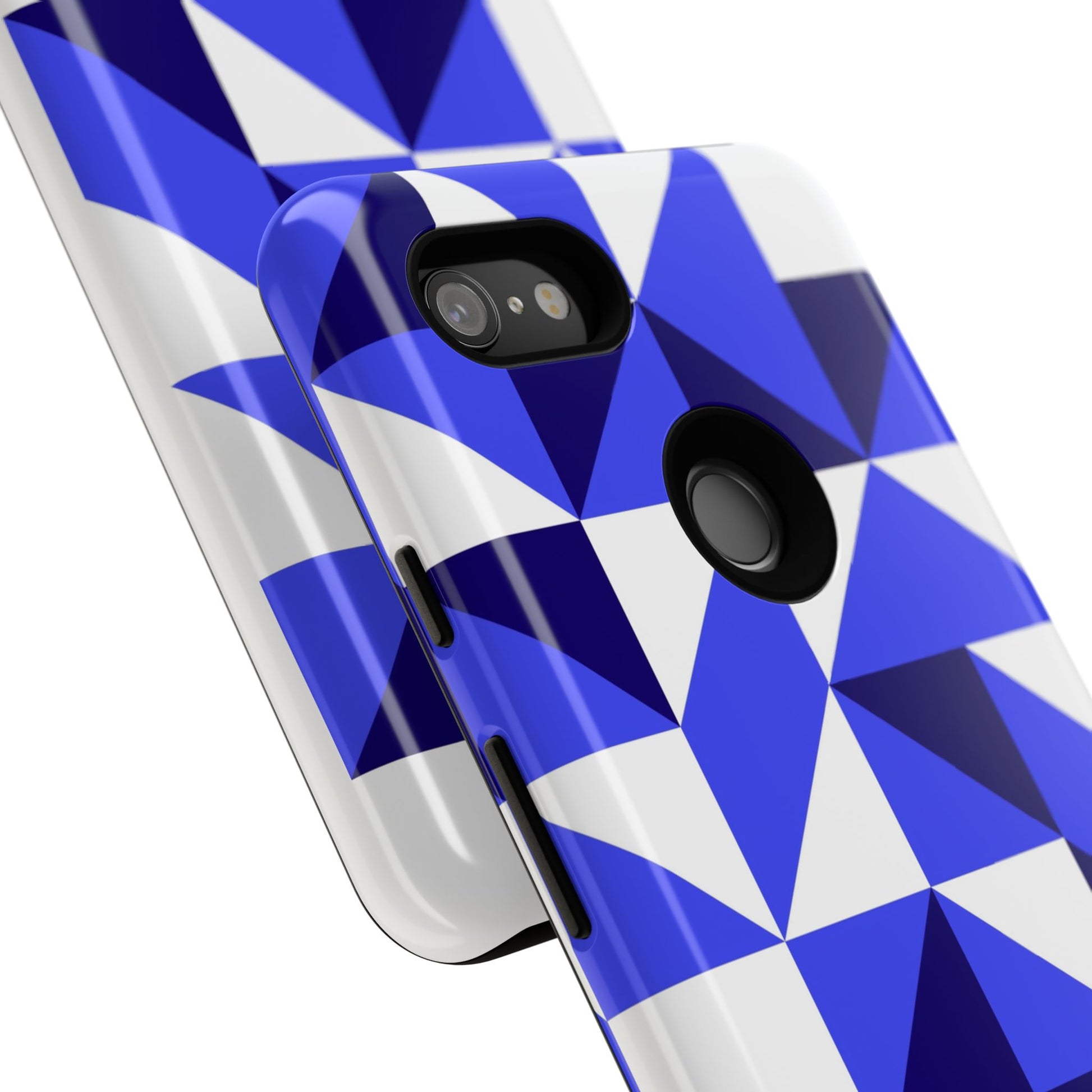 Blue Geometric Phone Case, Tough Cases, Stylish Phone Cover, Great for Gifts, Trendy Accessory, Abstract Pattern Design - FORMO