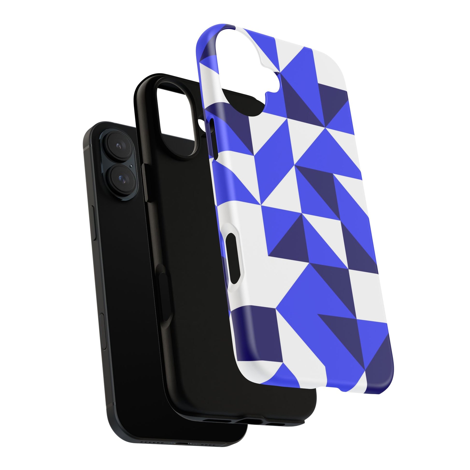 Blue Geometric Phone Case, Tough Cases, Stylish Phone Cover, Great for Gifts, Trendy Accessory, Abstract Pattern Design - FORMO