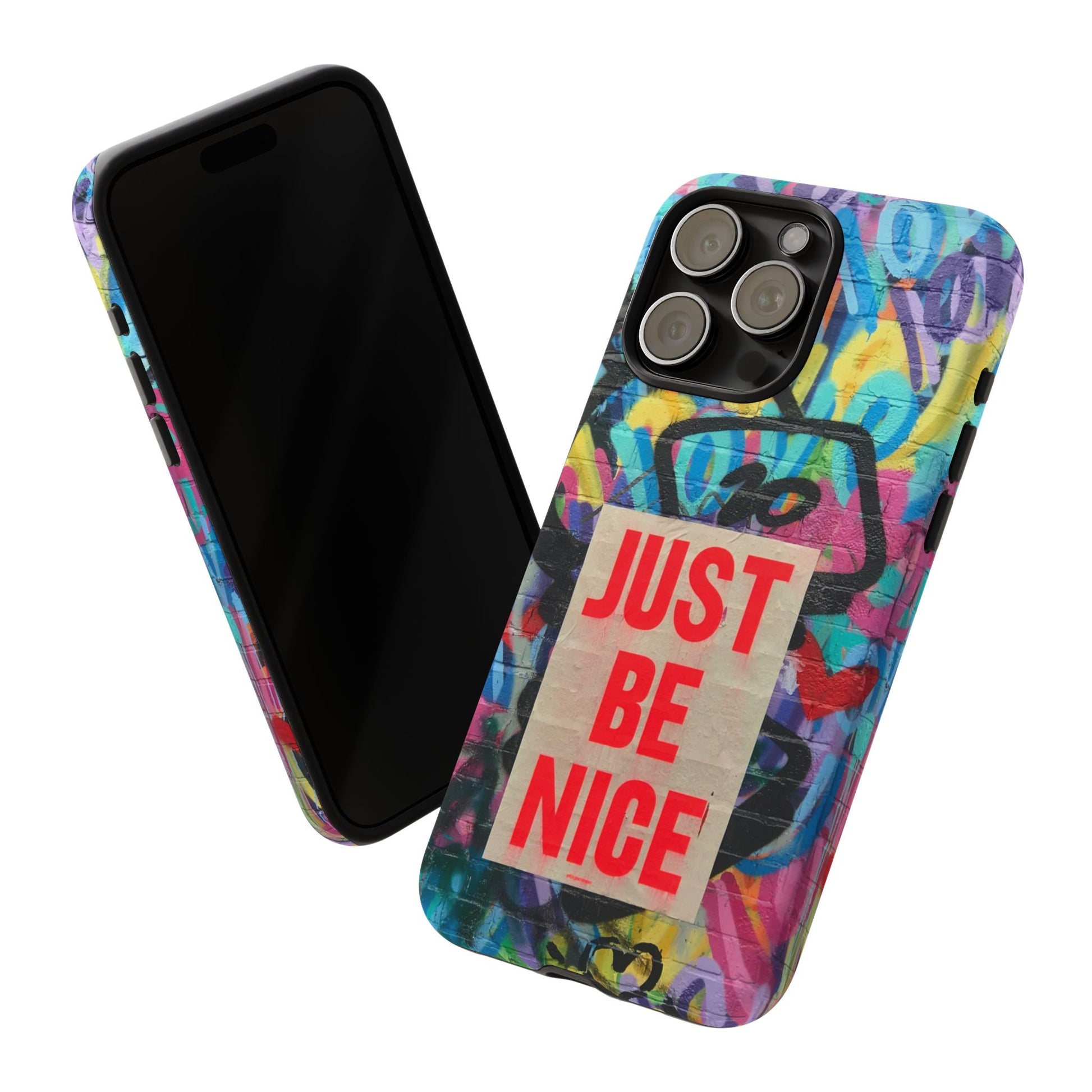 Colorful Phone Case - Just Be Nice Design, Motivational Gift, Phone Accessories, Unique Custom Case, Positive Vibe Tech Gear - FORMO