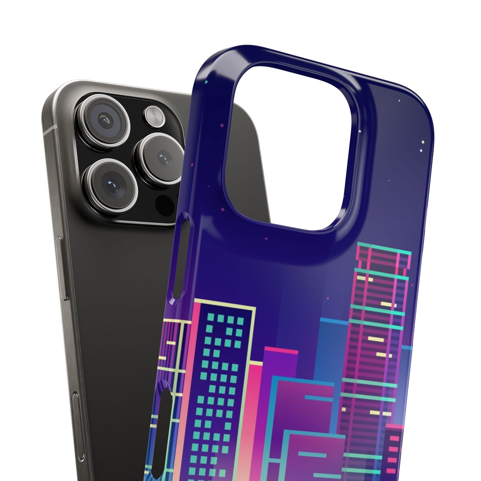 Urban Skyline Slim Phone Cases, Cityscape iPhone Cover, Colorful Night Design, Trendy Phone Accessory, Gifts for City Lovers - FORMO