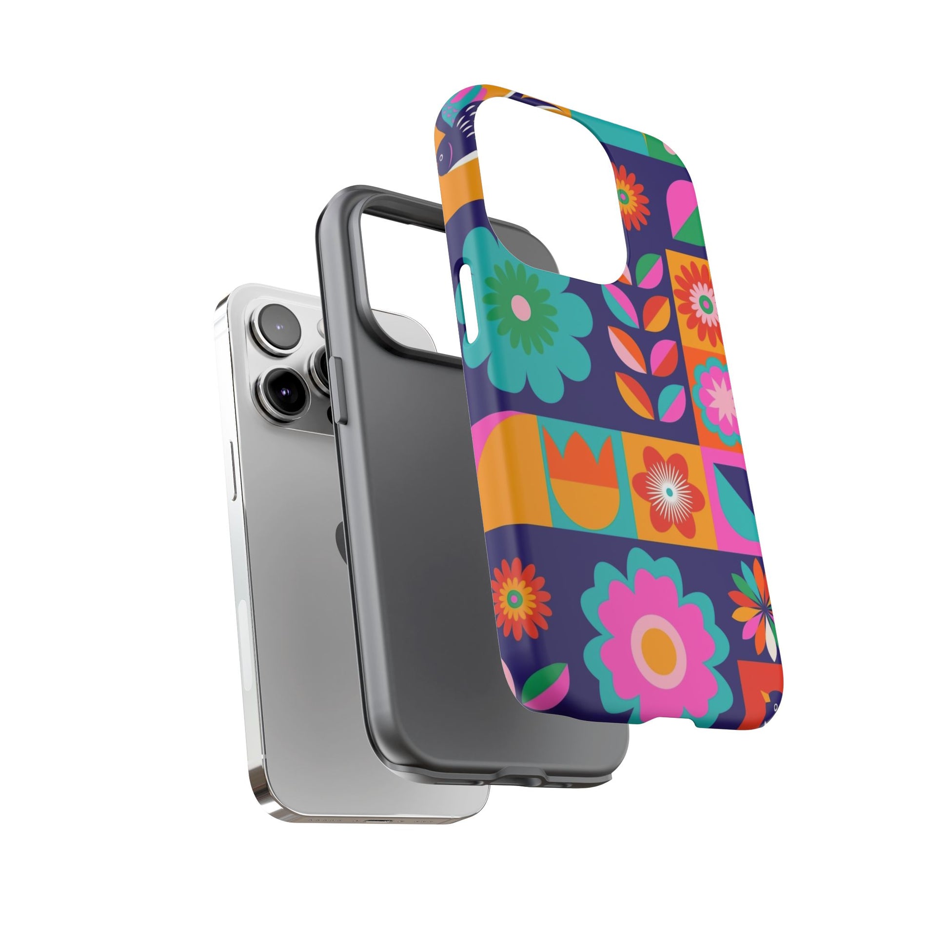 Colorful Floral Phone Case, Tough Cases for Protection, Vibrant Design Cover for Gift, Stylish Cell Phone Accessory, Fun Floral Designs - FORMO