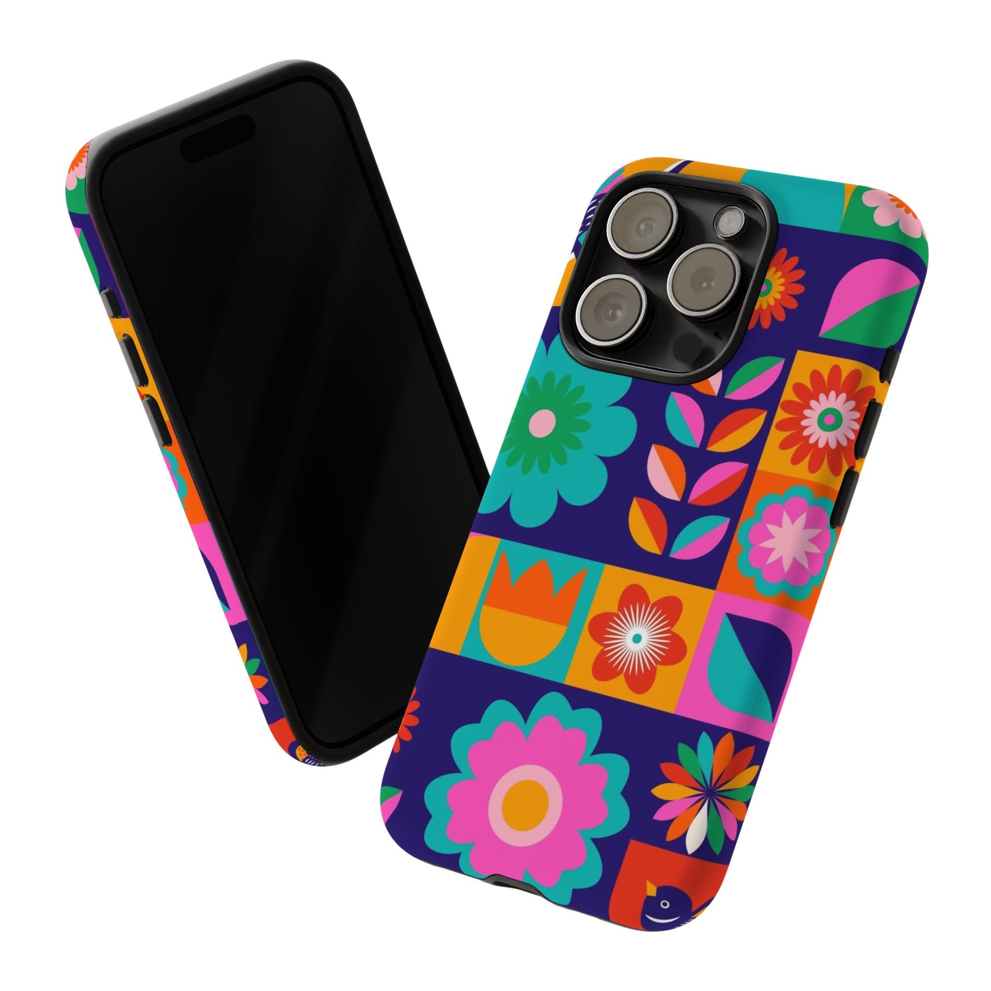 Colorful Floral Phone Case, Tough Cases for Protection, Vibrant Design Cover for Gift, Stylish Cell Phone Accessory, Fun Floral Designs - FORMO