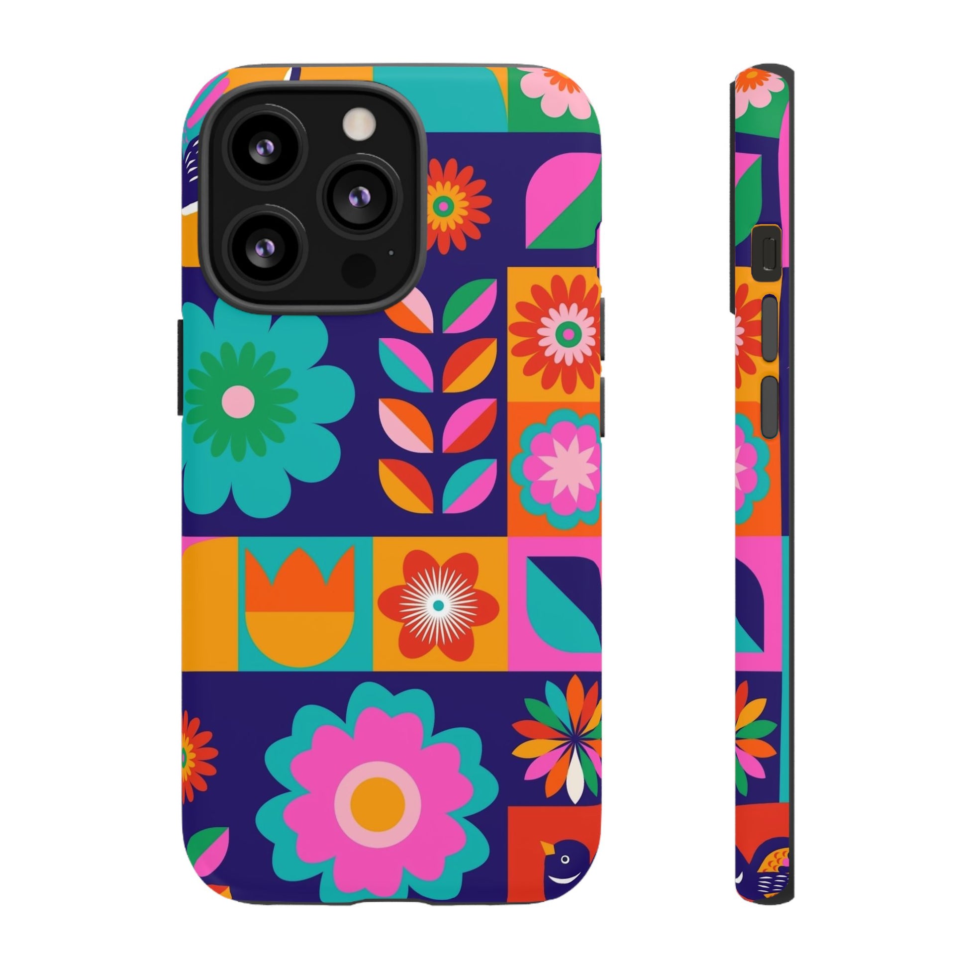 Colorful Floral Phone Case, Tough Cases for Protection, Vibrant Design Cover for Gift, Stylish Cell Phone Accessory, Fun Floral Designs - FORMO