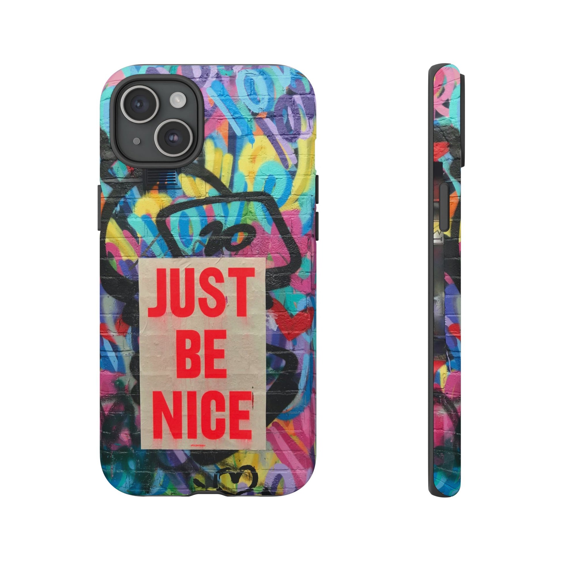 Colorful Phone Case - Just Be Nice Design, Motivational Gift, Phone Accessories, Unique Custom Case, Positive Vibe Tech Gear - FORMO