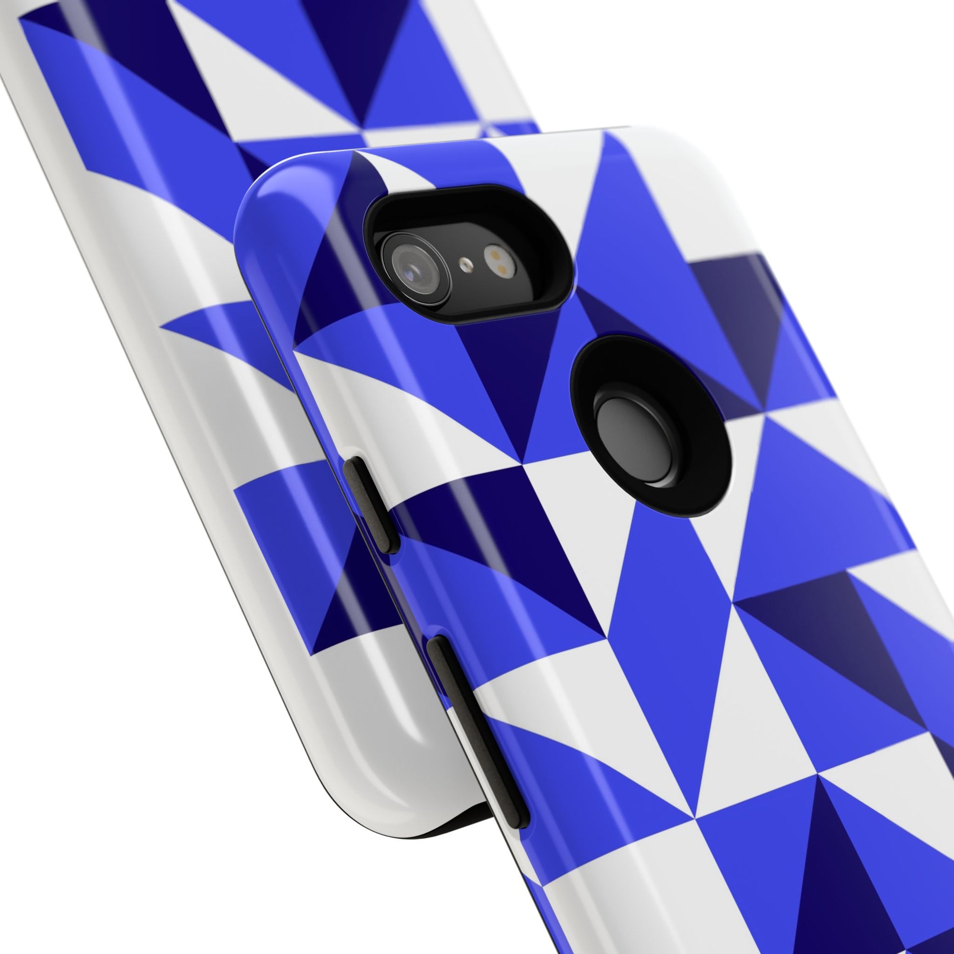 Blue Geometric Phone Case, Tough Cases, Stylish Phone Cover, Great for Gifts, Trendy Accessory, Abstract Pattern Design - FORMO