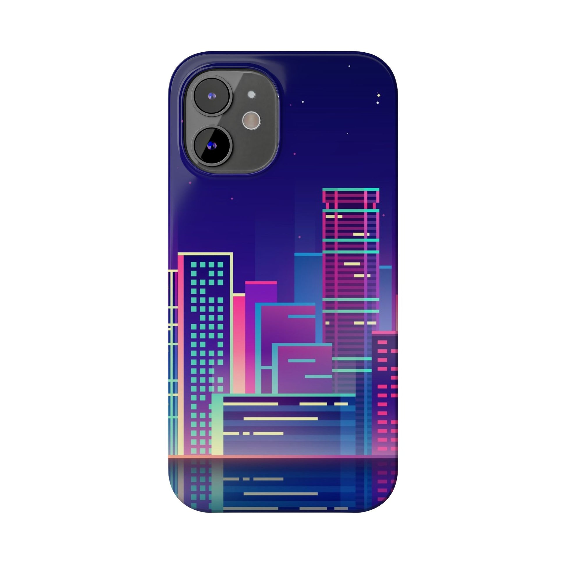 Urban Skyline Slim Phone Cases, Cityscape iPhone Cover, Colorful Night Design, Trendy Phone Accessory, Gifts for City Lovers - FORMO