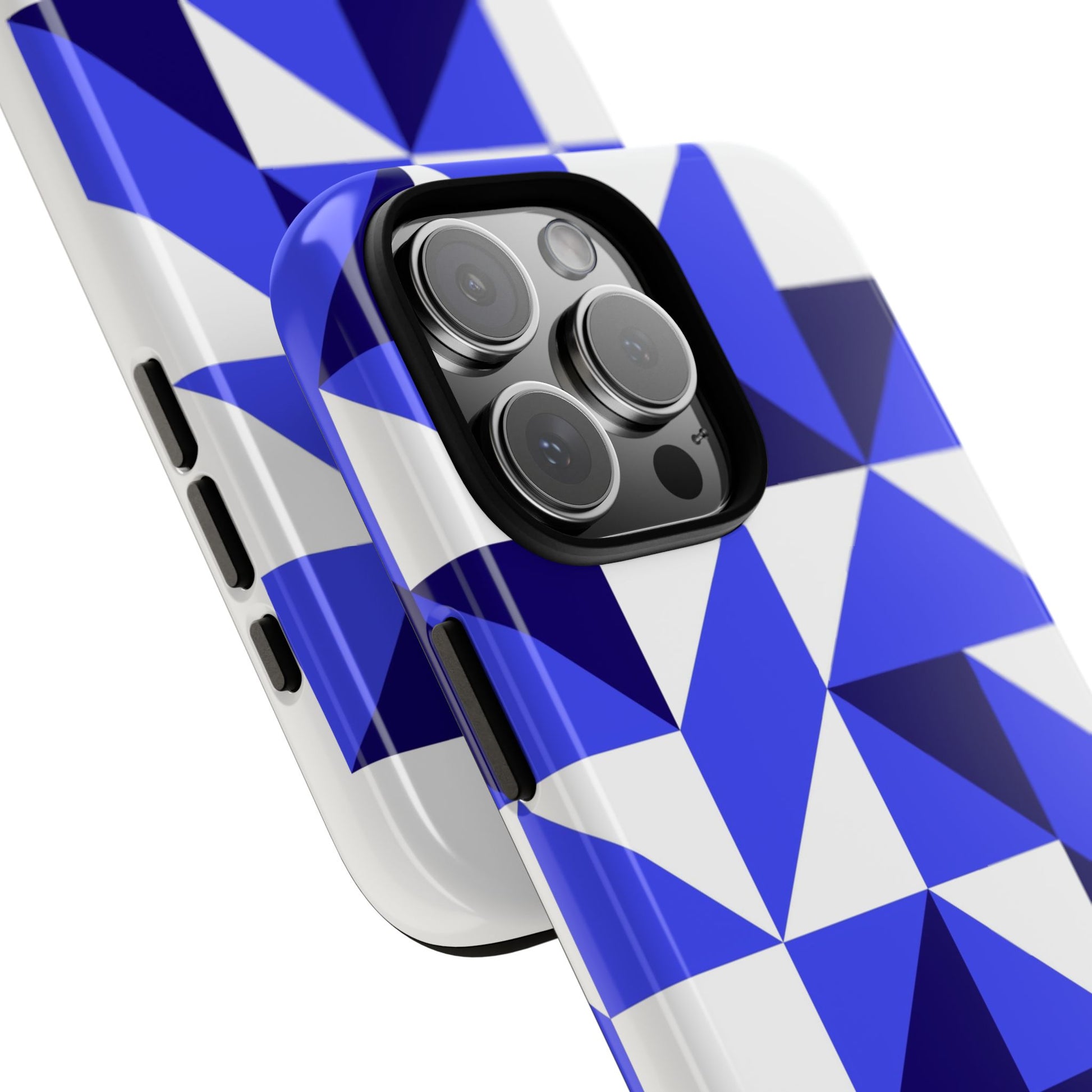 Blue Geometric Phone Case, Tough Cases, Stylish Phone Cover, Great for Gifts, Trendy Accessory, Abstract Pattern Design - FORMO
