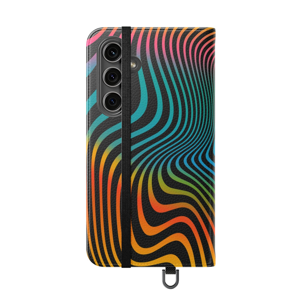 Vibrant Abstract Flip Case for Phone, Colorful Phone Wallet, Trendy Protective Cover, Unique Gift for Tech Lovers, Modern Accessories - FORMO
