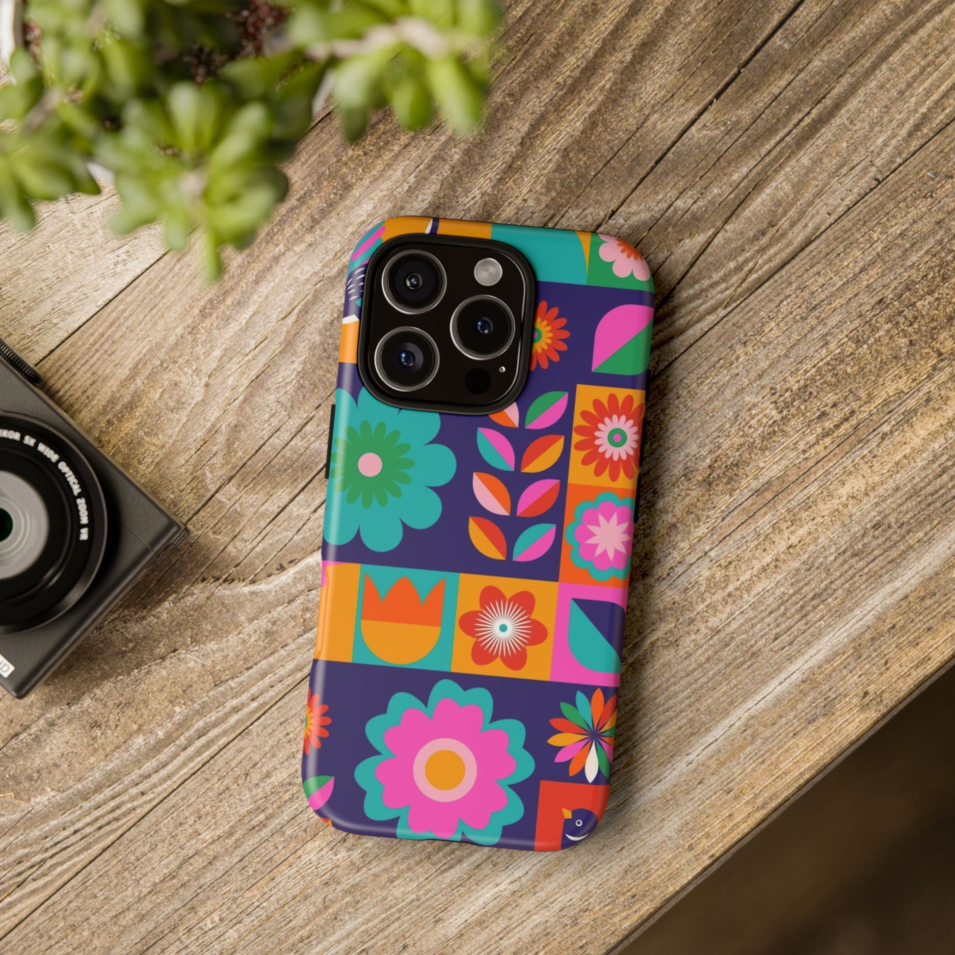 Colorful Floral Phone Case, Tough Cases for Protection, Vibrant Design Cover for Gift, Stylish Cell Phone Accessory, Fun Floral Designs - FORMO