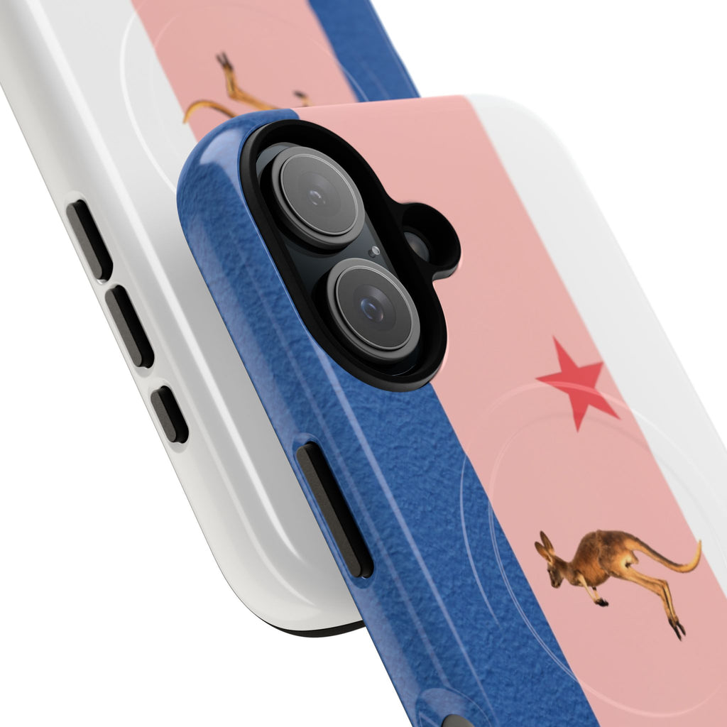 Kangaroo Flag Magnetic Phone Case, Tough Phone Cover, Australian Pride Accessory, Travel Gift, Fun Statement Case