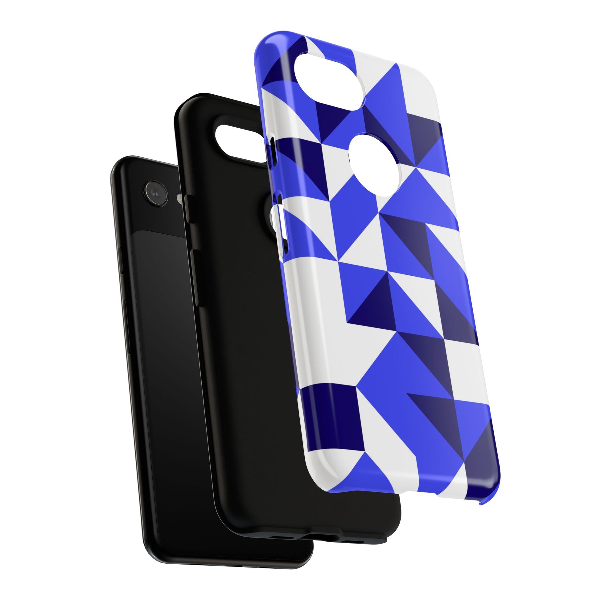 Blue Geometric Phone Case, Tough Cases, Stylish Phone Cover, Great for Gifts, Trendy Accessory, Abstract Pattern Design - FORMO