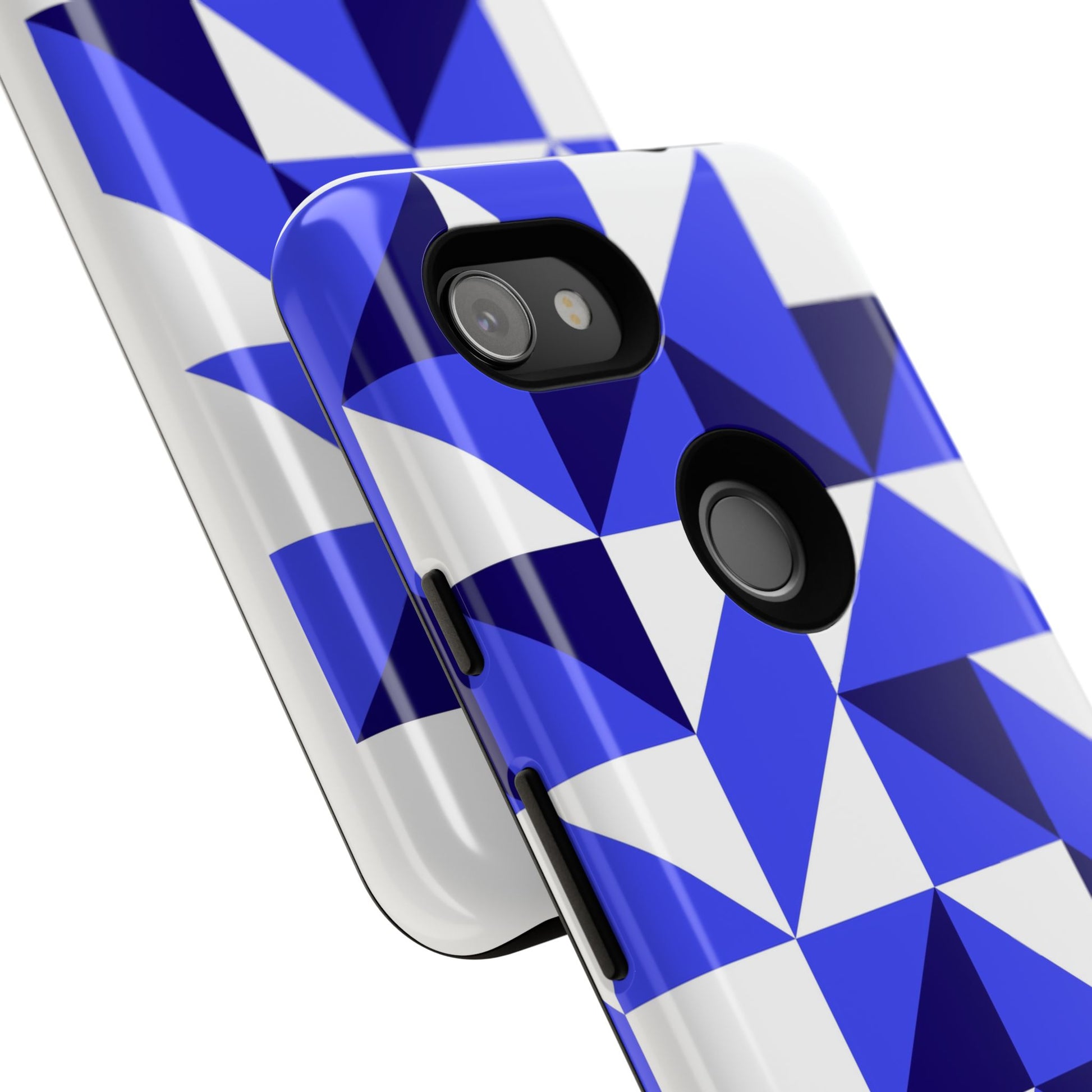 Blue Geometric Phone Case, Tough Cases, Stylish Phone Cover, Great for Gifts, Trendy Accessory, Abstract Pattern Design - FORMO