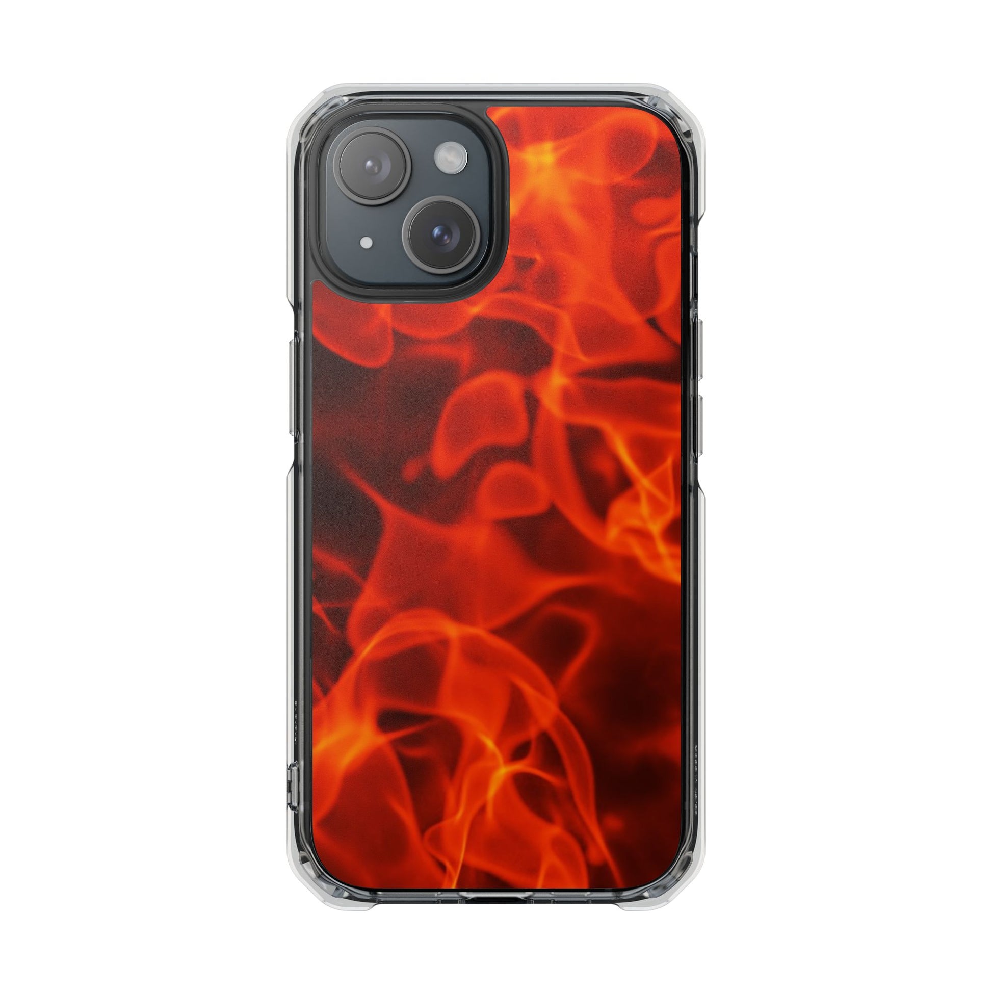 Magnetic Clear Phone Cases with Fiery Design, Protective Case for iPhone, Customizable Tech Accessory, Unique Gift Idea, Holiday Gift - FORMO