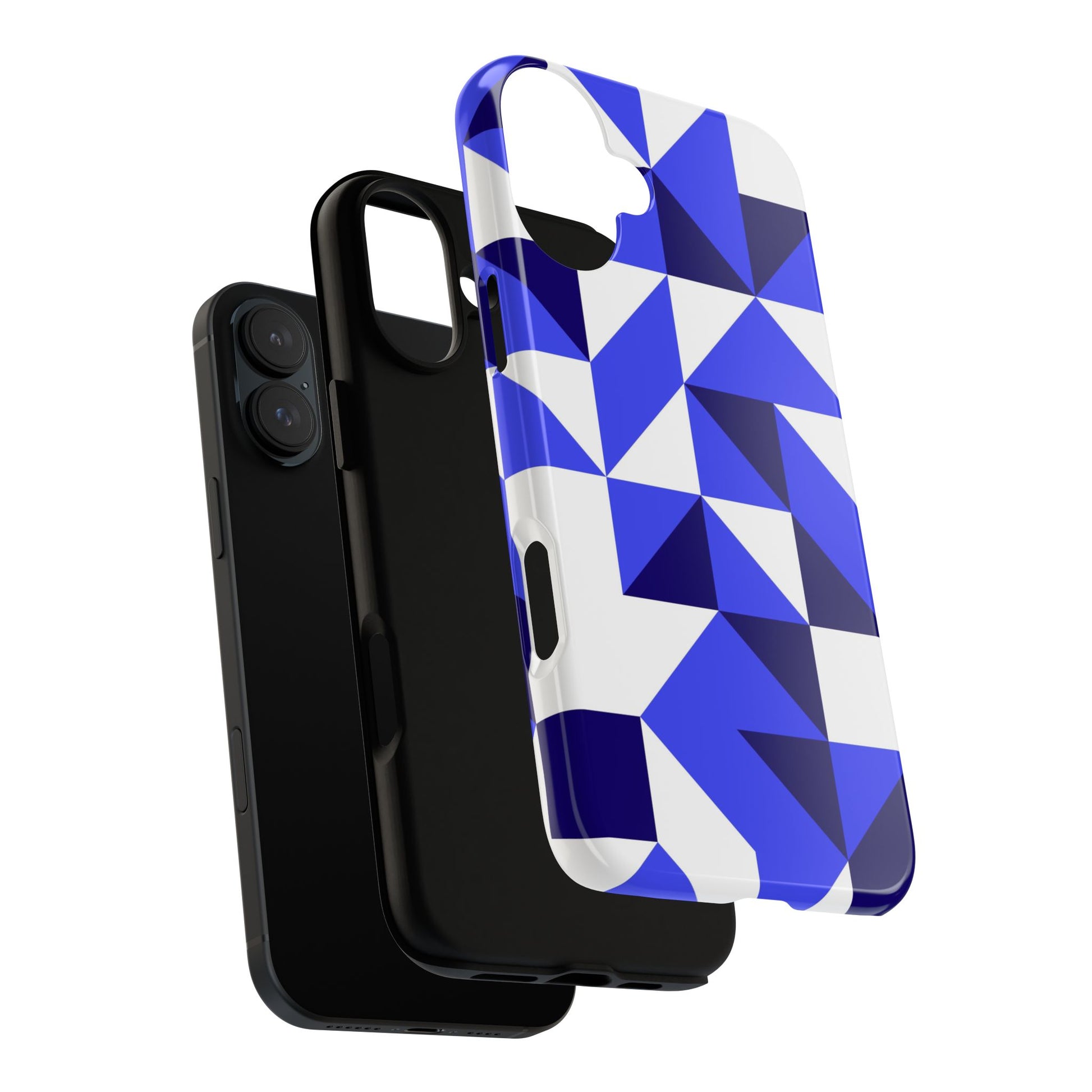 Blue Geometric Phone Case, Tough Cases, Stylish Phone Cover, Great for Gifts, Trendy Accessory, Abstract Pattern Design - FORMO