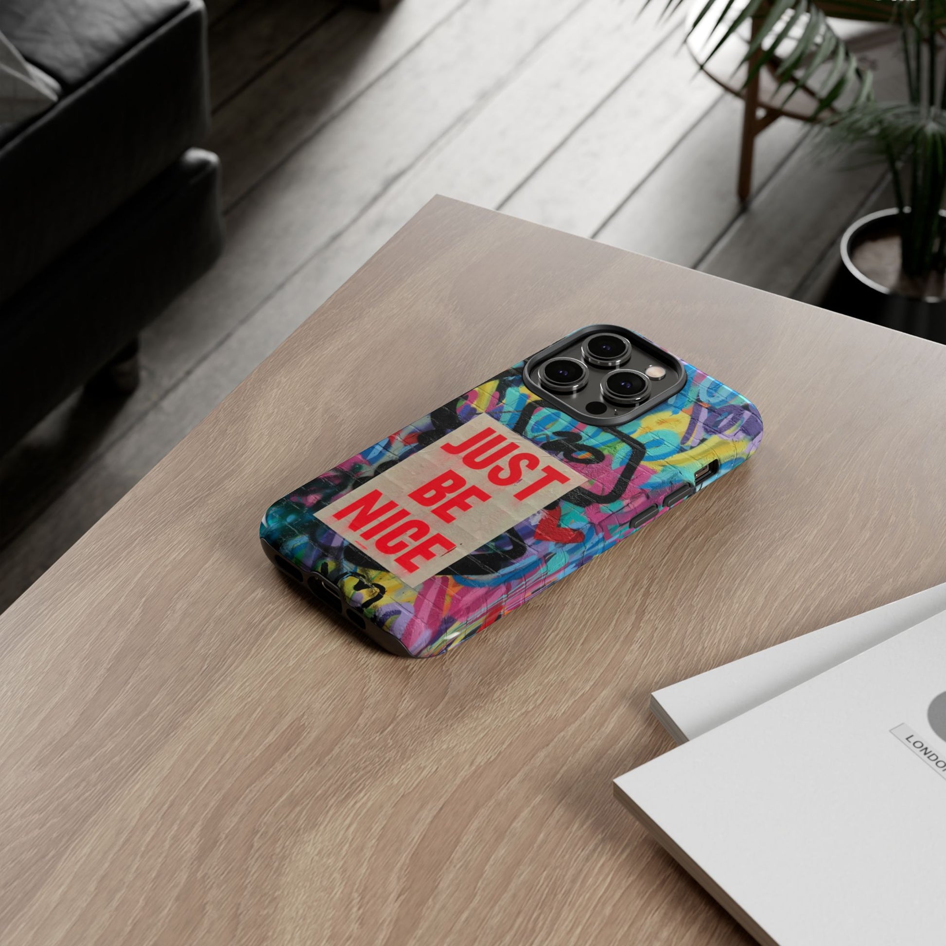 Colorful Phone Case - Just Be Nice Design, Motivational Gift, Phone Accessories, Unique Custom Case, Positive Vibe Tech Gear - FORMO
