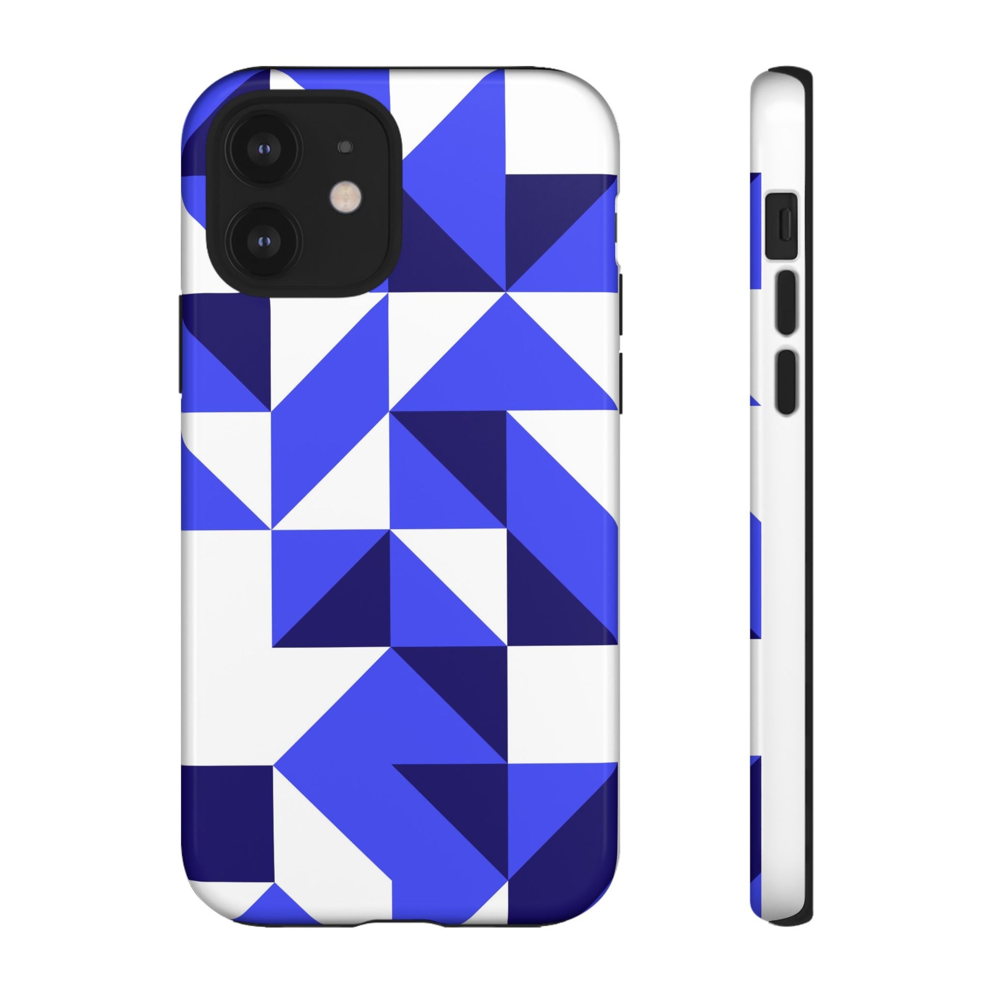 Blue Geometric Phone Case, Tough Cases, Stylish Phone Cover, Great for Gifts, Trendy Accessory, Abstract Pattern Design - FORMO