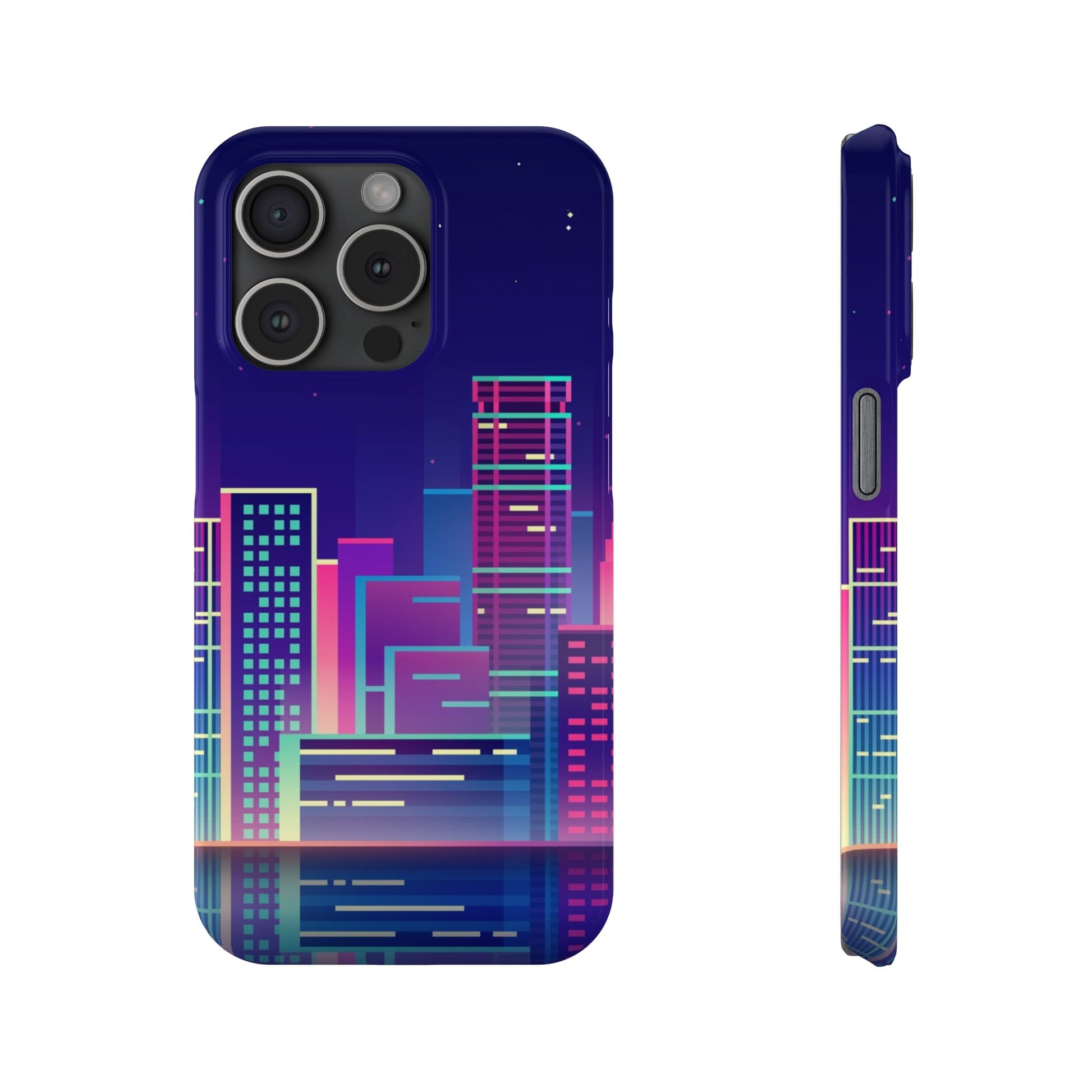 Urban Skyline Slim Phone Cases, Cityscape iPhone Cover, Colorful Night Design, Trendy Phone Accessory, Gifts for City Lovers - FORMO