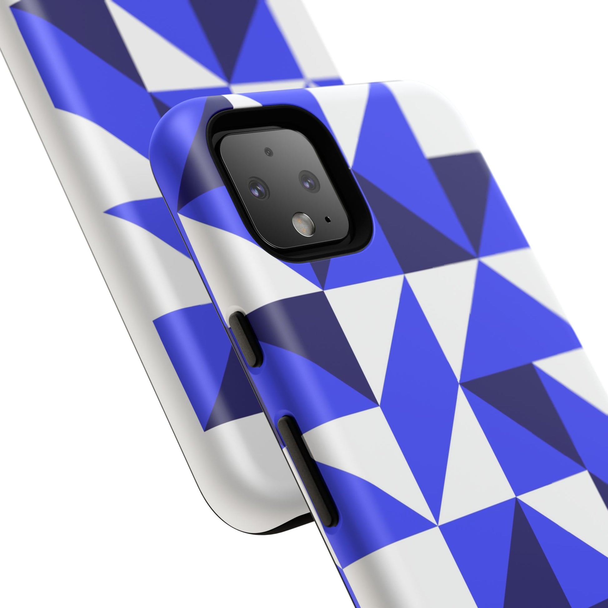 Blue Geometric Phone Case, Tough Cases, Stylish Phone Cover, Great for Gifts, Trendy Accessory, Abstract Pattern Design - FORMO