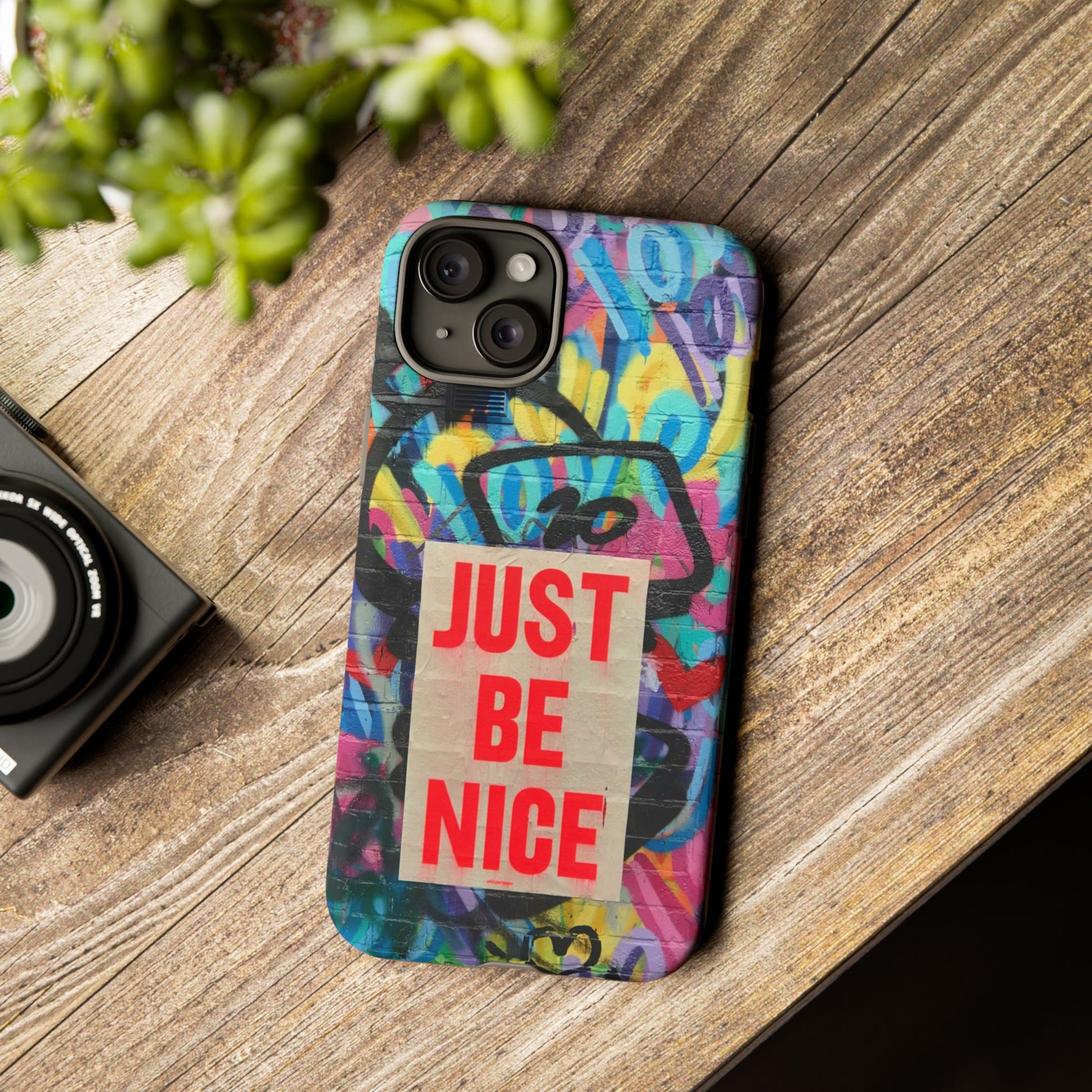 Colorful Phone Case - Just Be Nice Design, Motivational Gift, Phone Accessories, Unique Custom Case, Positive Vibe Tech Gear - FORMO