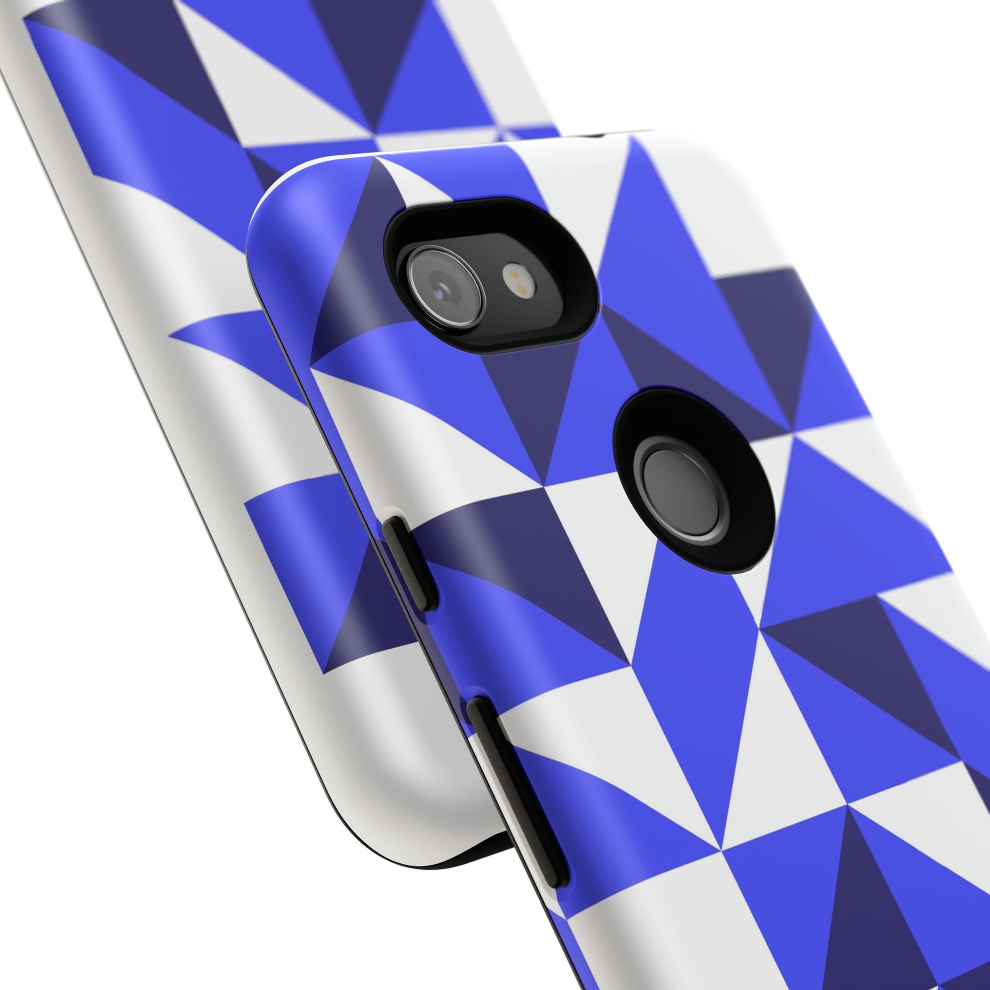 Blue Geometric Phone Case, Tough Cases, Stylish Phone Cover, Great for Gifts, Trendy Accessory, Abstract Pattern Design - FORMO