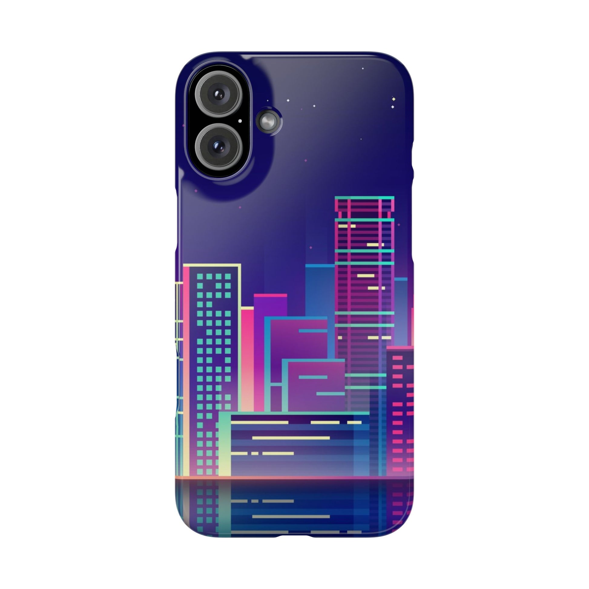 Urban Skyline Slim Phone Cases, Cityscape iPhone Cover, Colorful Night Design, Trendy Phone Accessory, Gifts for City Lovers - FORMO