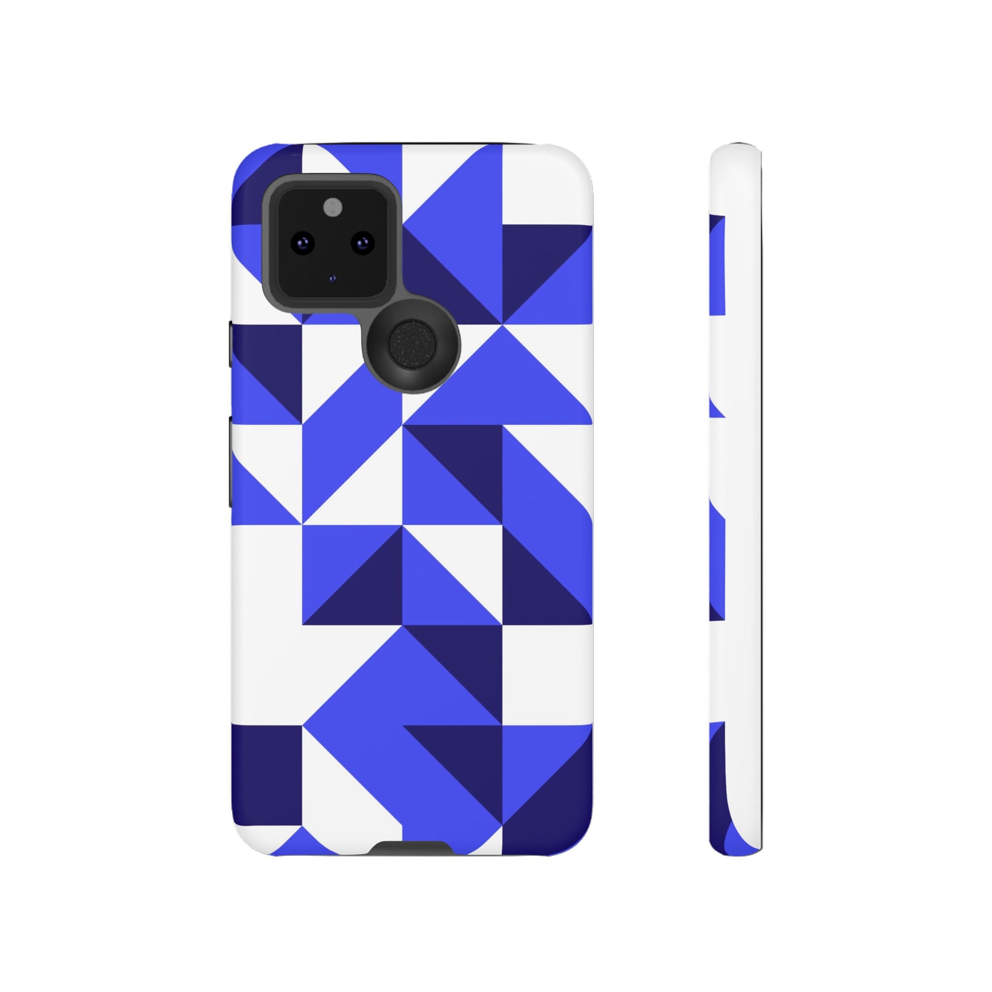 Blue Geometric Phone Case, Tough Cases, Stylish Phone Cover, Great for Gifts, Trendy Accessory, Abstract Pattern Design - FORMO
