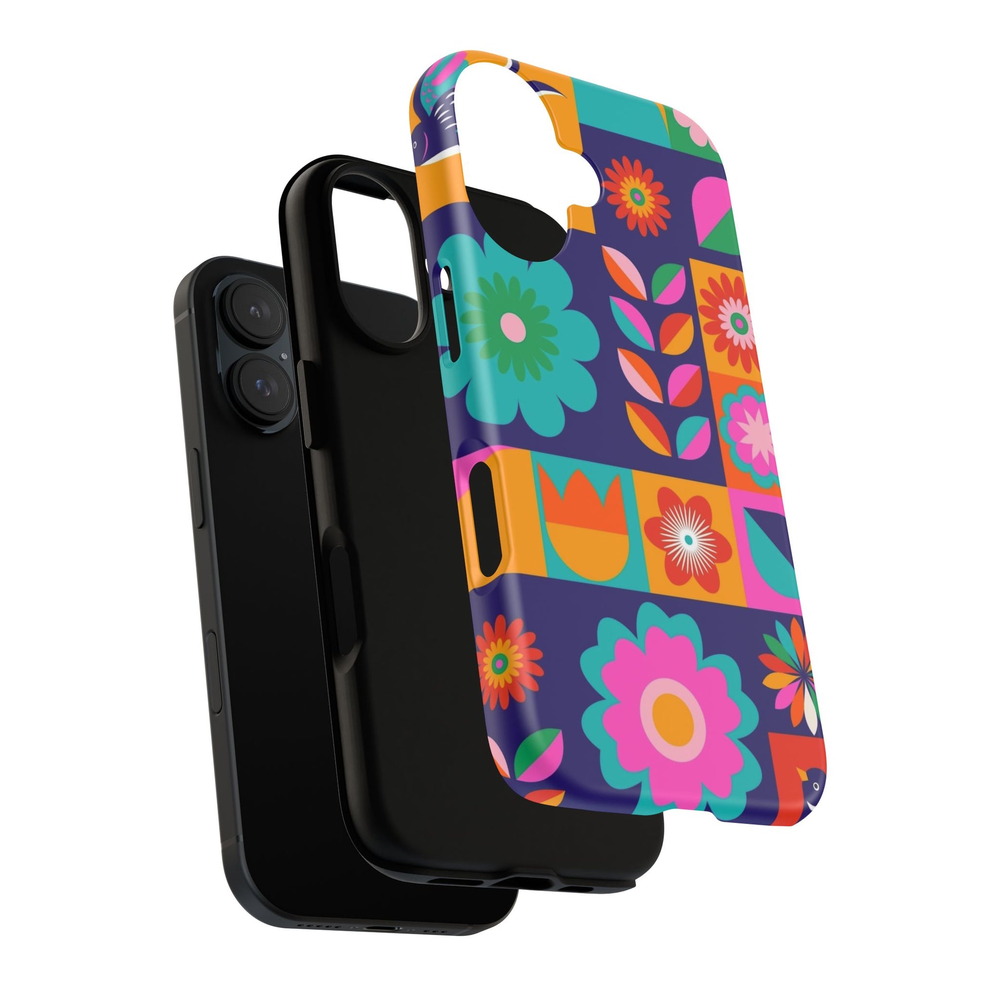 Colorful Floral Phone Case, Tough Cases for Protection, Vibrant Design Cover for Gift, Stylish Cell Phone Accessory, Fun Floral Designs - FORMO