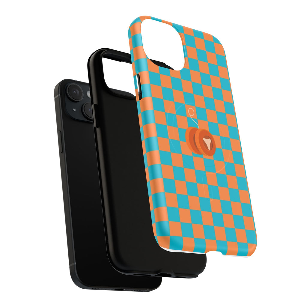 Vibrant Tough Magnetic Phone Case for Protection, Checkerboard Design for Tech Lovers, Gift for Birthdays, Holidays, or Daily Use