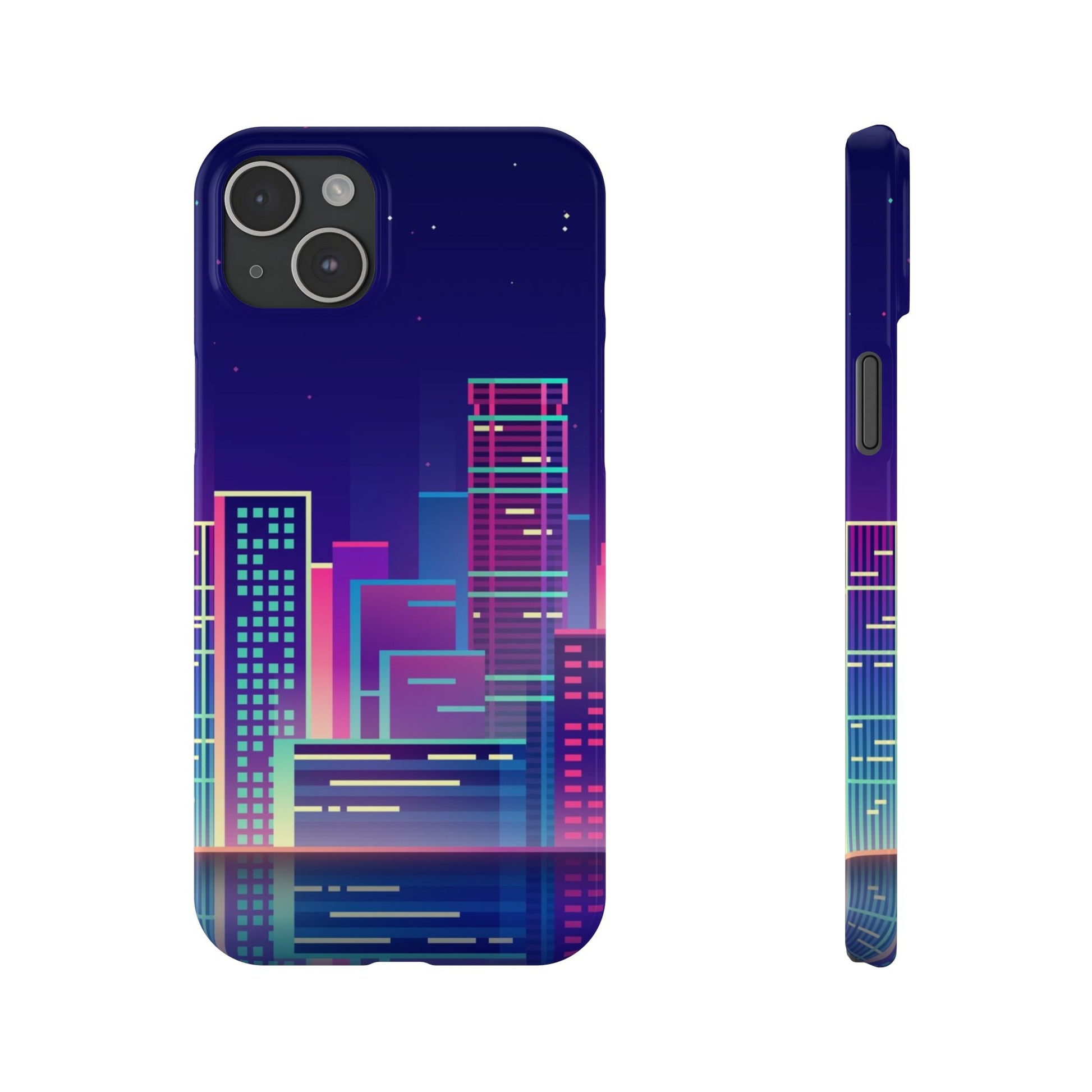 Urban Skyline Slim Phone Cases, Cityscape iPhone Cover, Colorful Night Design, Trendy Phone Accessory, Gifts for City Lovers - FORMO