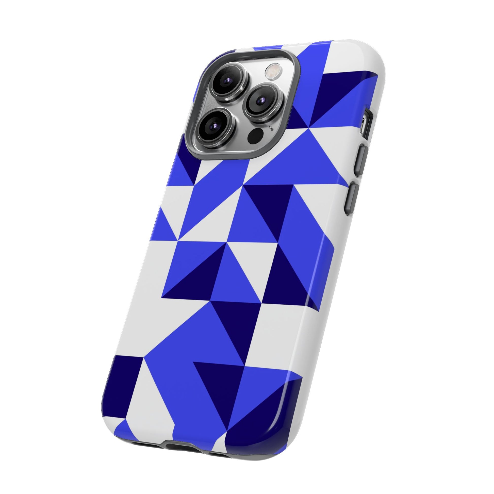Blue Geometric Phone Case, Tough Cases, Stylish Phone Cover, Great for Gifts, Trendy Accessory, Abstract Pattern Design - FORMO