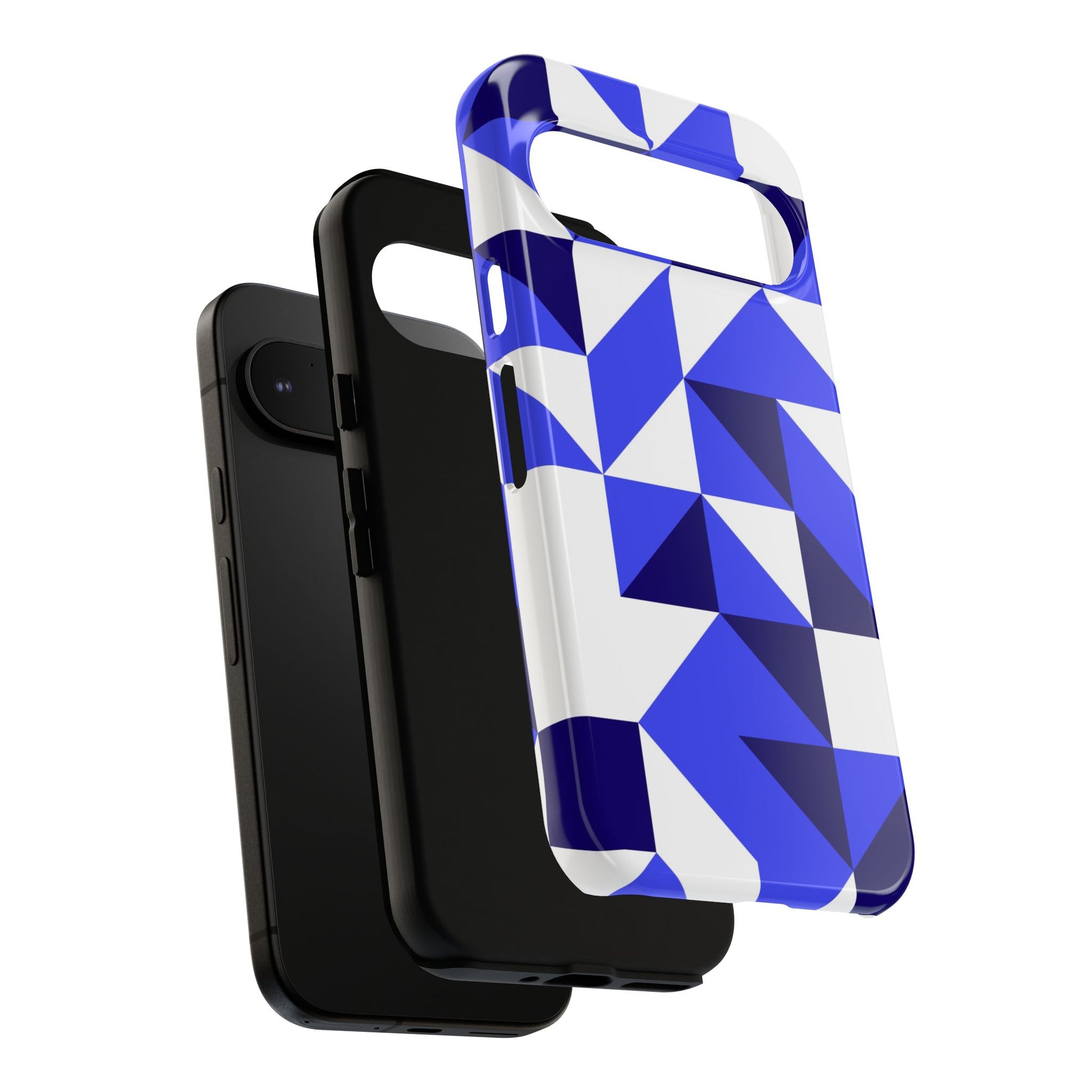 Blue Geometric Phone Case, Tough Cases, Stylish Phone Cover, Great for Gifts, Trendy Accessory, Abstract Pattern Design - FORMO
