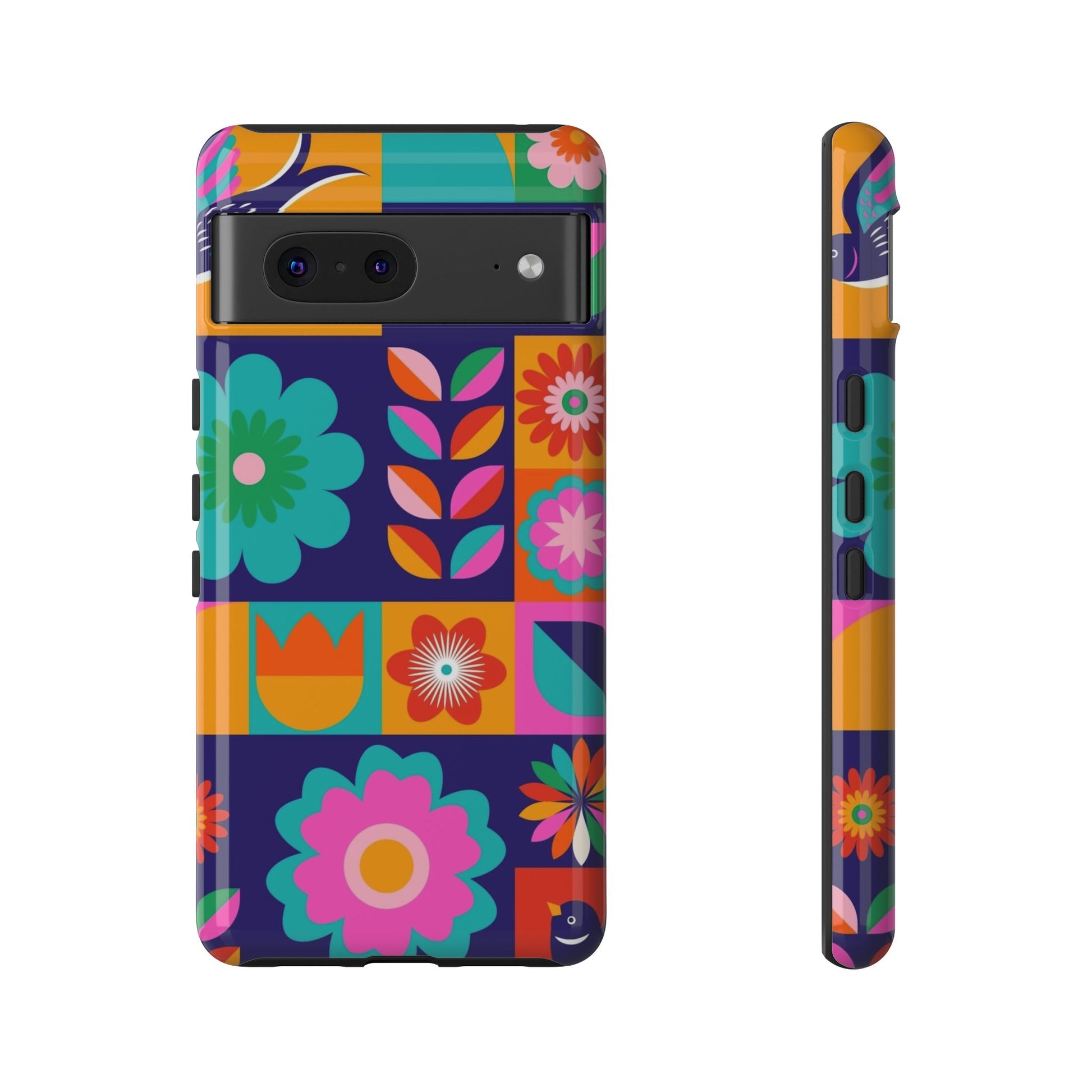 Colorful Floral Phone Case, Tough Cases for Protection, Vibrant Design Cover for Gift, Stylish Cell Phone Accessory, Fun Floral Designs - FORMO