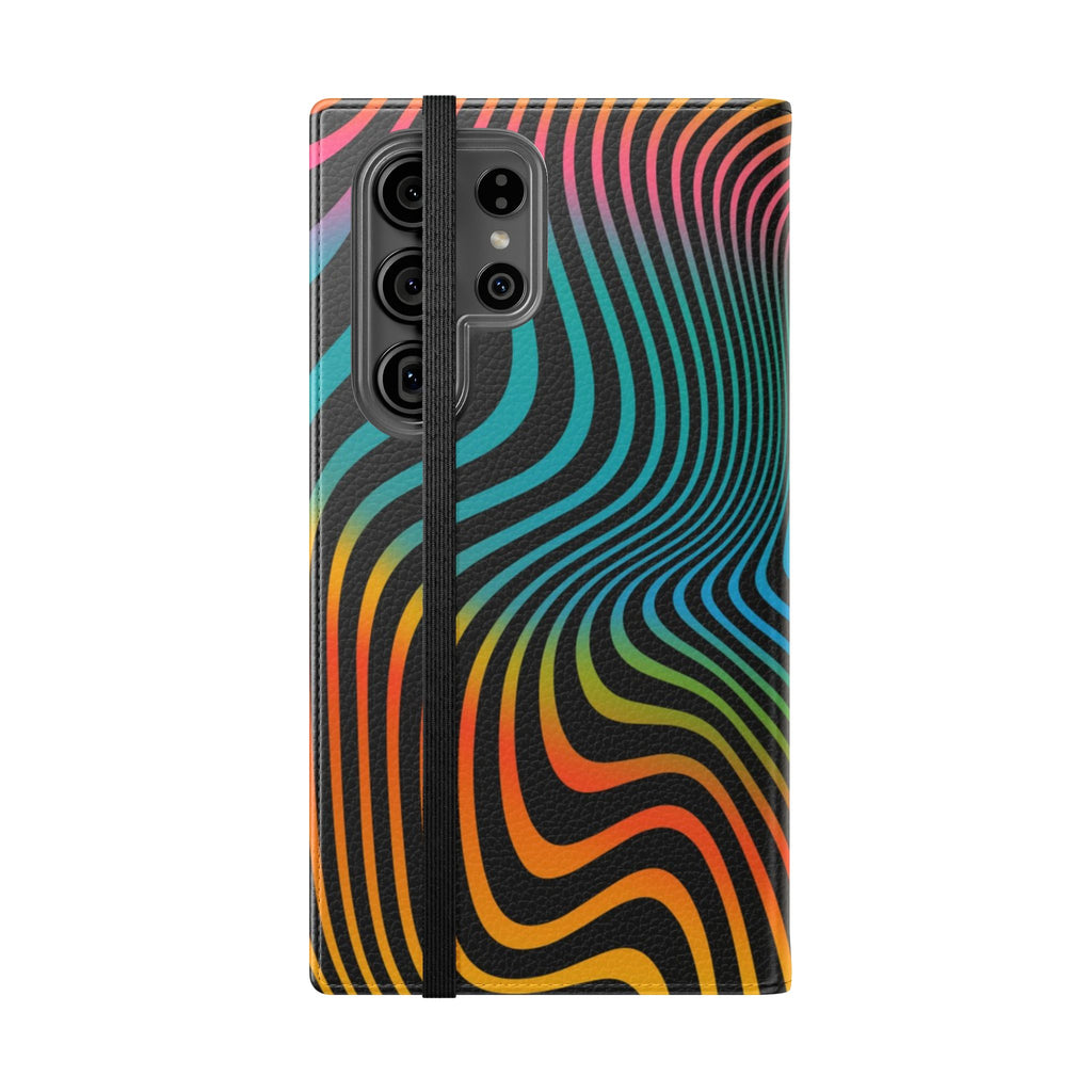 Vibrant Abstract Flip Case for Phone, Colorful Phone Wallet, Trendy Protective Cover, Unique Gift for Tech Lovers, Modern Accessories - FORMO