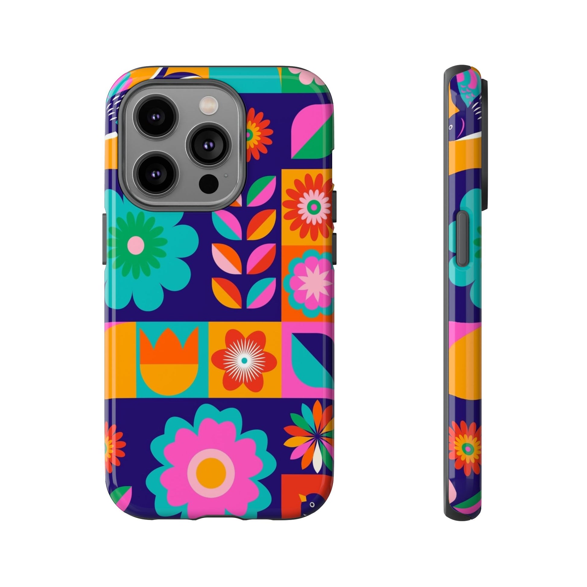 Colorful Floral Phone Case, Tough Cases for Protection, Vibrant Design Cover for Gift, Stylish Cell Phone Accessory, Fun Floral Designs - FORMO