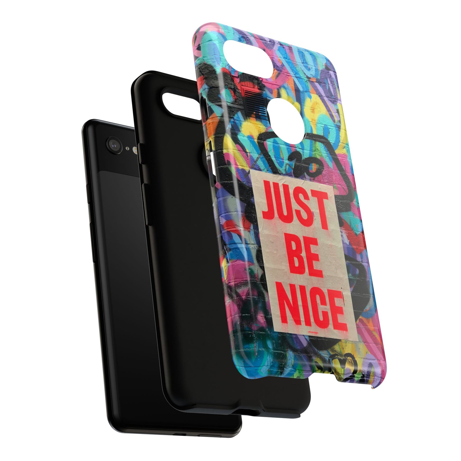 Colorful Phone Case - Just Be Nice Design, Motivational Gift, Phone Accessories, Unique Custom Case, Positive Vibe Tech Gear - FORMO