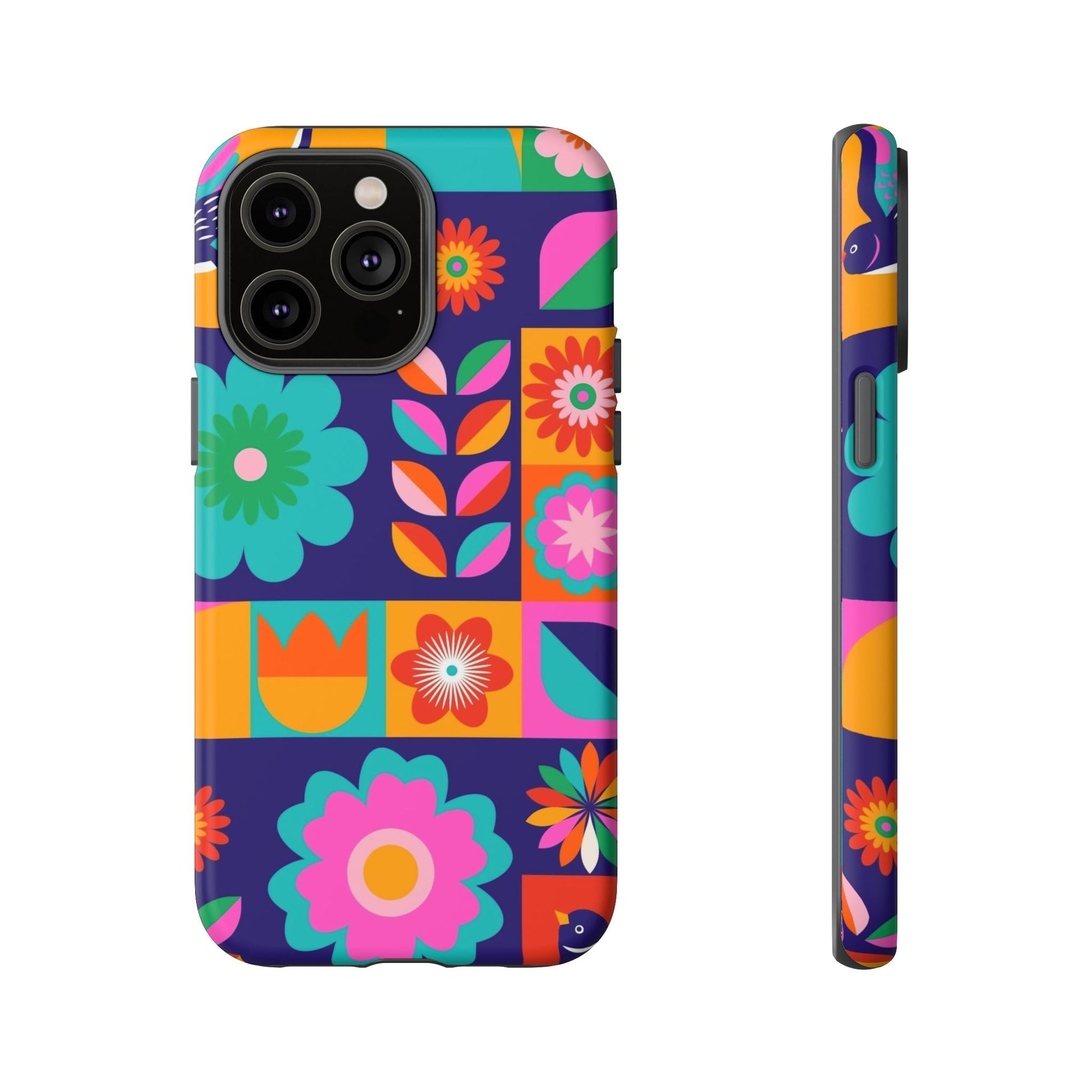 Colorful Floral Phone Case, Tough Cases for Protection, Vibrant Design Cover for Gift, Stylish Cell Phone Accessory, Fun Floral Designs - FORMO