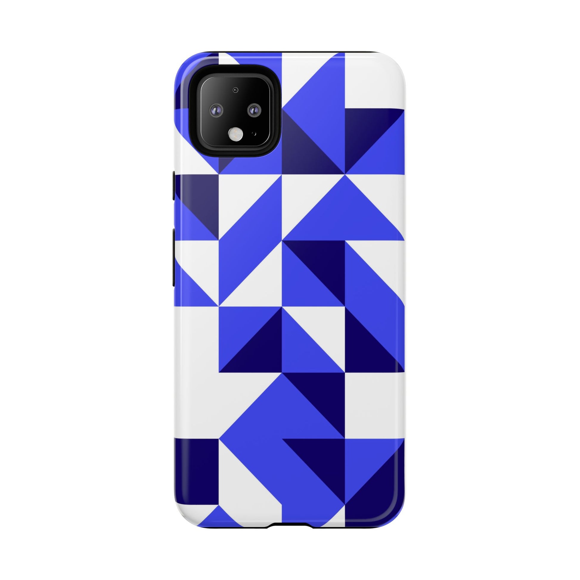 Blue Geometric Phone Case, Tough Cases, Stylish Phone Cover, Great for Gifts, Trendy Accessory, Abstract Pattern Design - FORMO