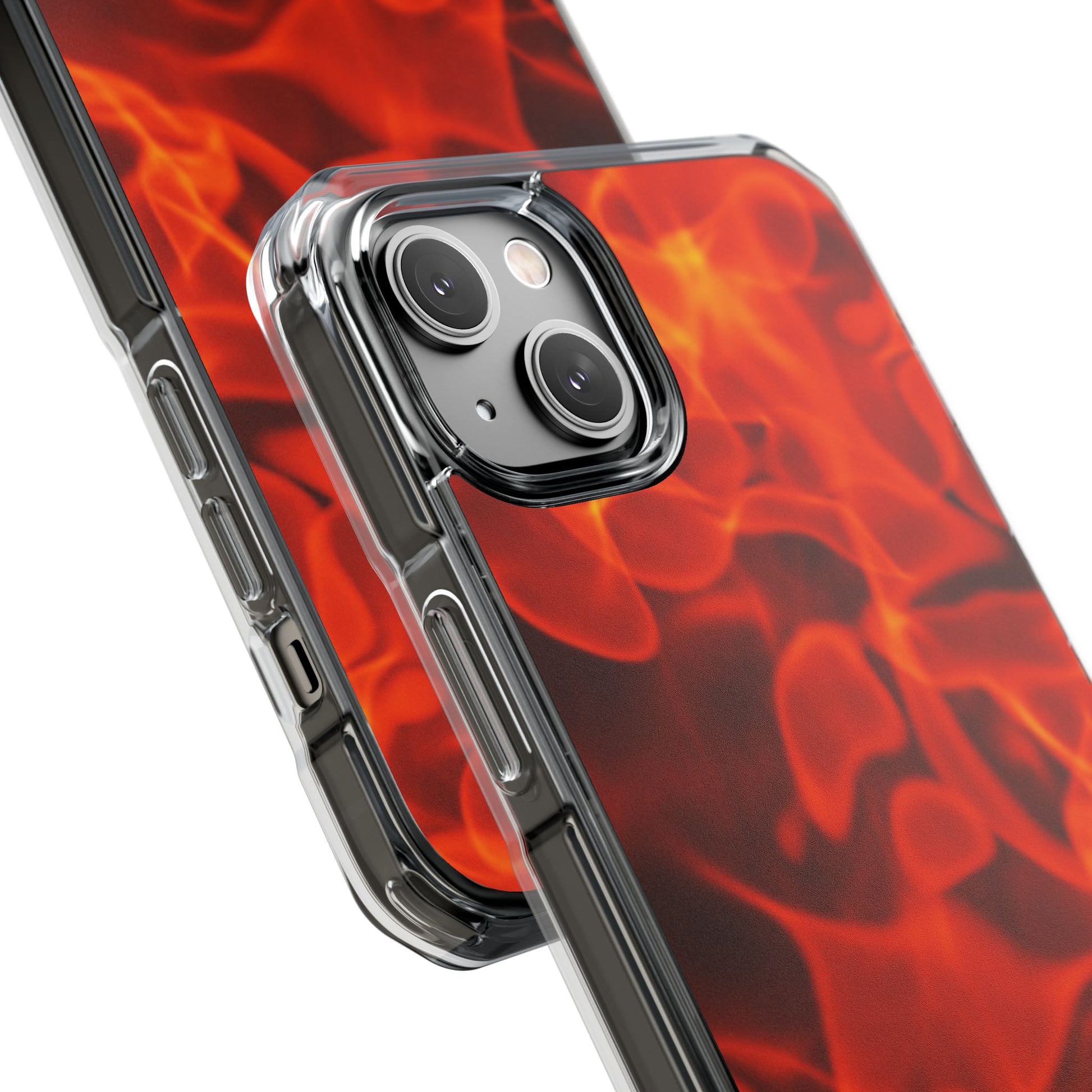 Magnetic Clear Phone Cases with Fiery Design, Protective Case for iPhone, Customizable Tech Accessory, Unique Gift Idea, Holiday Gift - FORMO