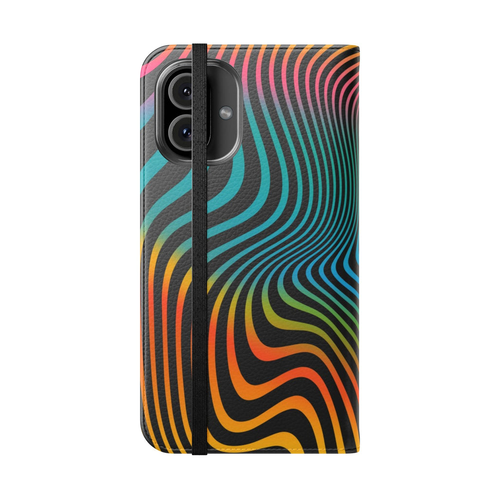 Vibrant Abstract Flip Case for Phone, Colorful Phone Wallet, Trendy Protective Cover, Unique Gift for Tech Lovers, Modern Accessories - FORMO